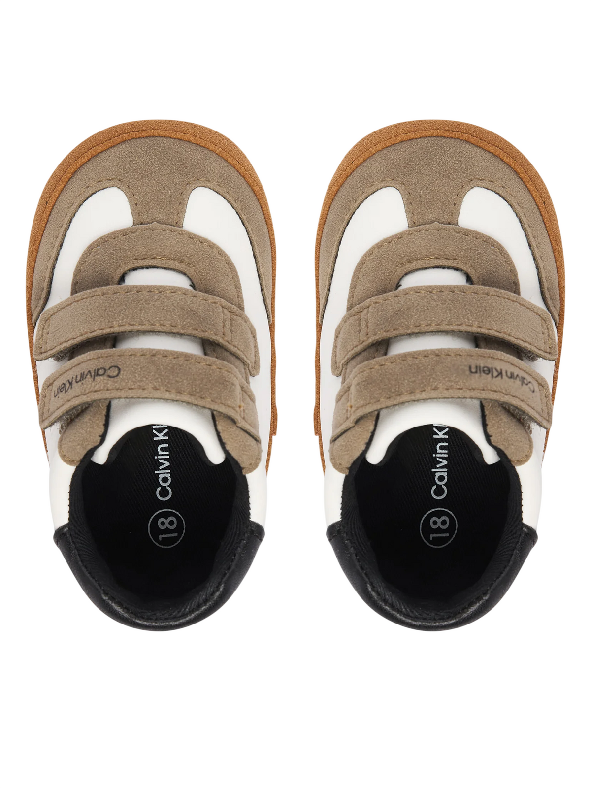 Calvin Klein scarpette da culla neonato in ecopelle e suede tortora panna V0B9-83438-1976 Y746 Calvin Klein Footwear