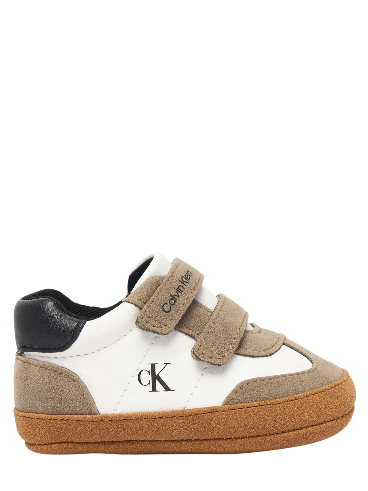 Calvin Klein scarpette da culla neonato in ecopelle e suede tortora panna V0B9-83438-1976 Y746 Calvin Klein Footwear