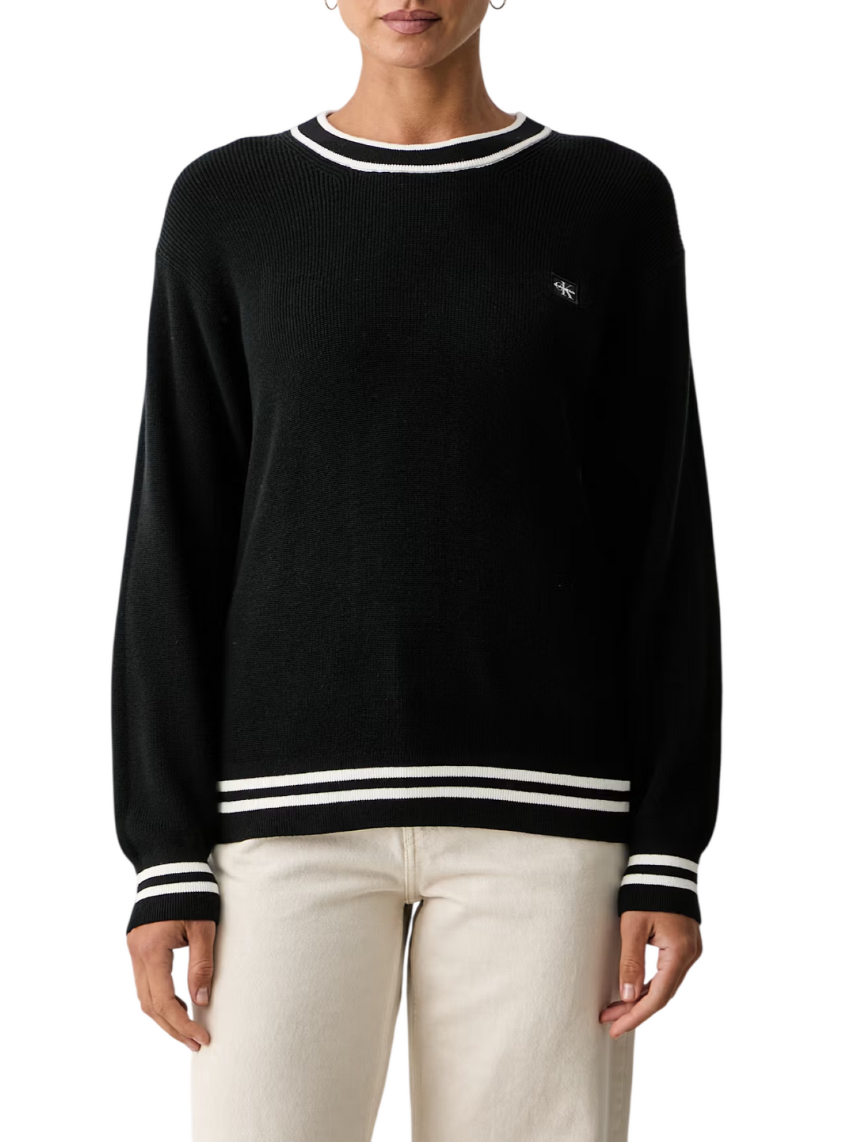Calvin Klein Jeans maglia donna con profili in contrasto nero LV047H303G UB1 Calvin Klein Jeans