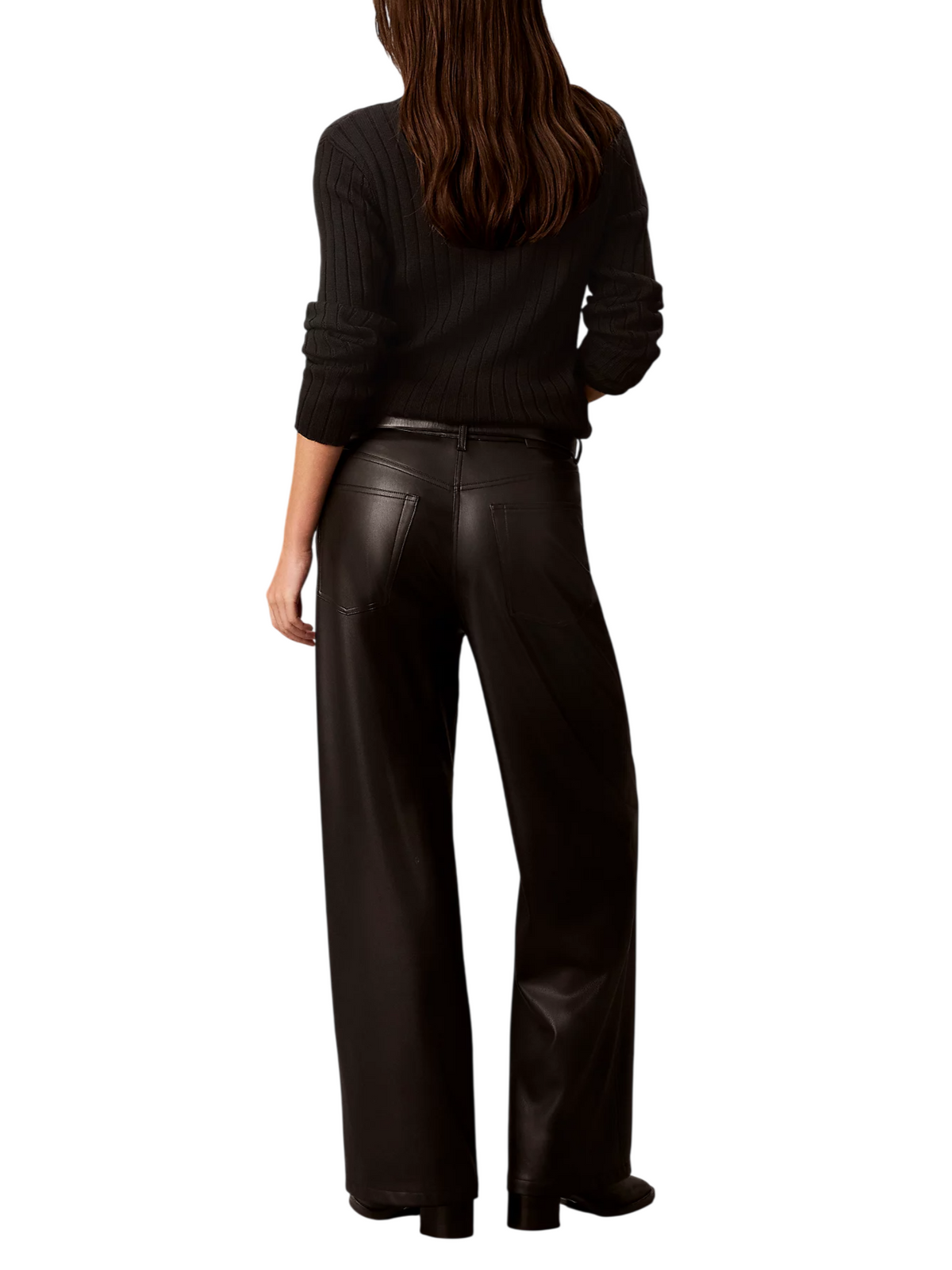 Calvin Klein Jeans pantaloni palazzo donna in ecopelle nero LV047H629G UB1 Calvin Klein Jeans