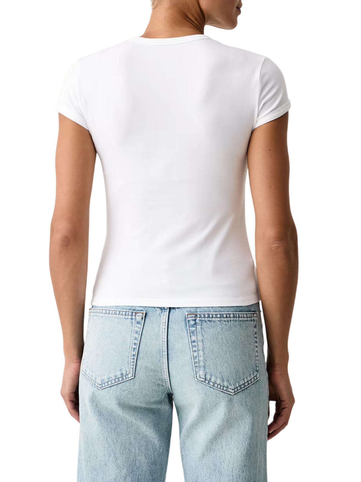 Calvin Klein Jeans T-shirt donna manica corta slim con logo bianco LV047H835G YAF Calvin Klein Jeans