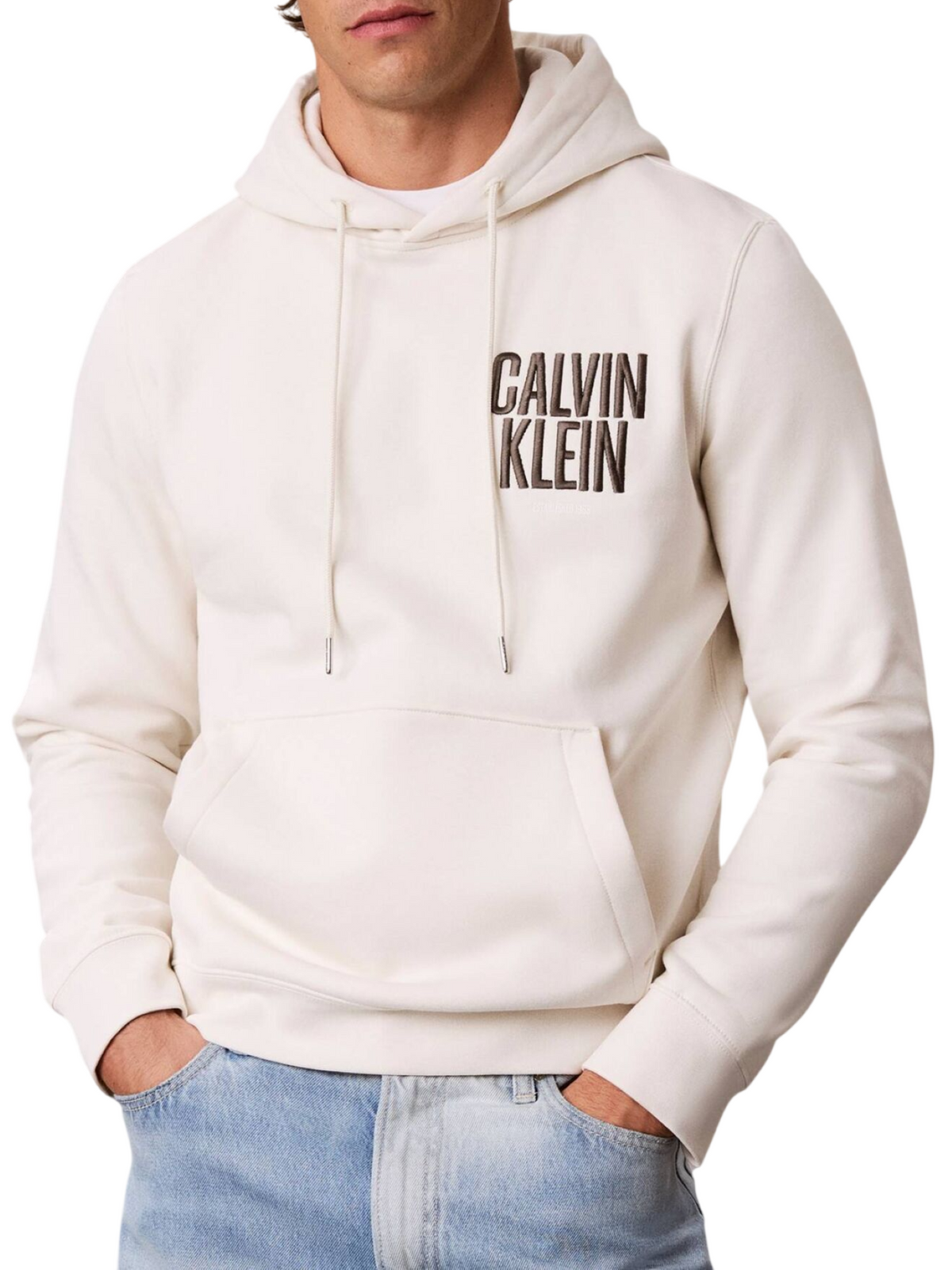 Calvin Klein Jeans felpa con cappuccio e ricamo logo panna LV04RH247G YAS Calvin Klein Jeans