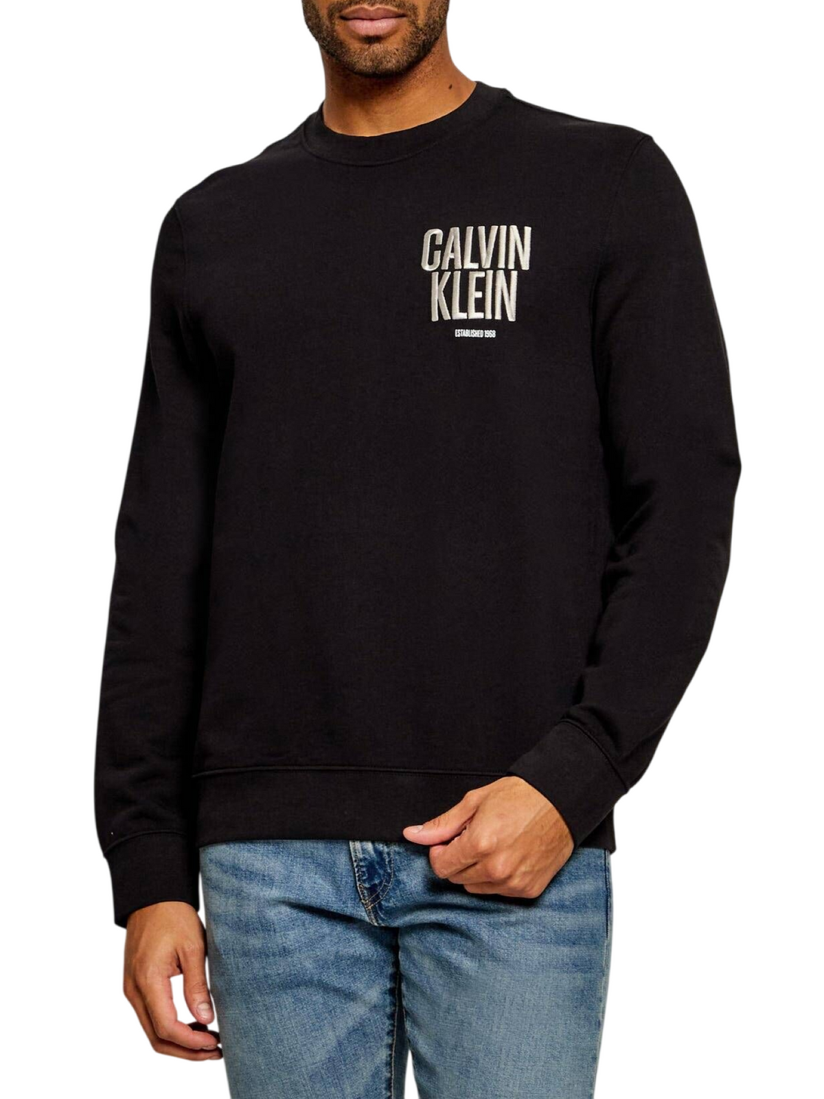 Calvin Klein Jeans felpa uomo con ricamo e stampa logo nero LV04RH249G UB1 Calvin Klein Jeans
