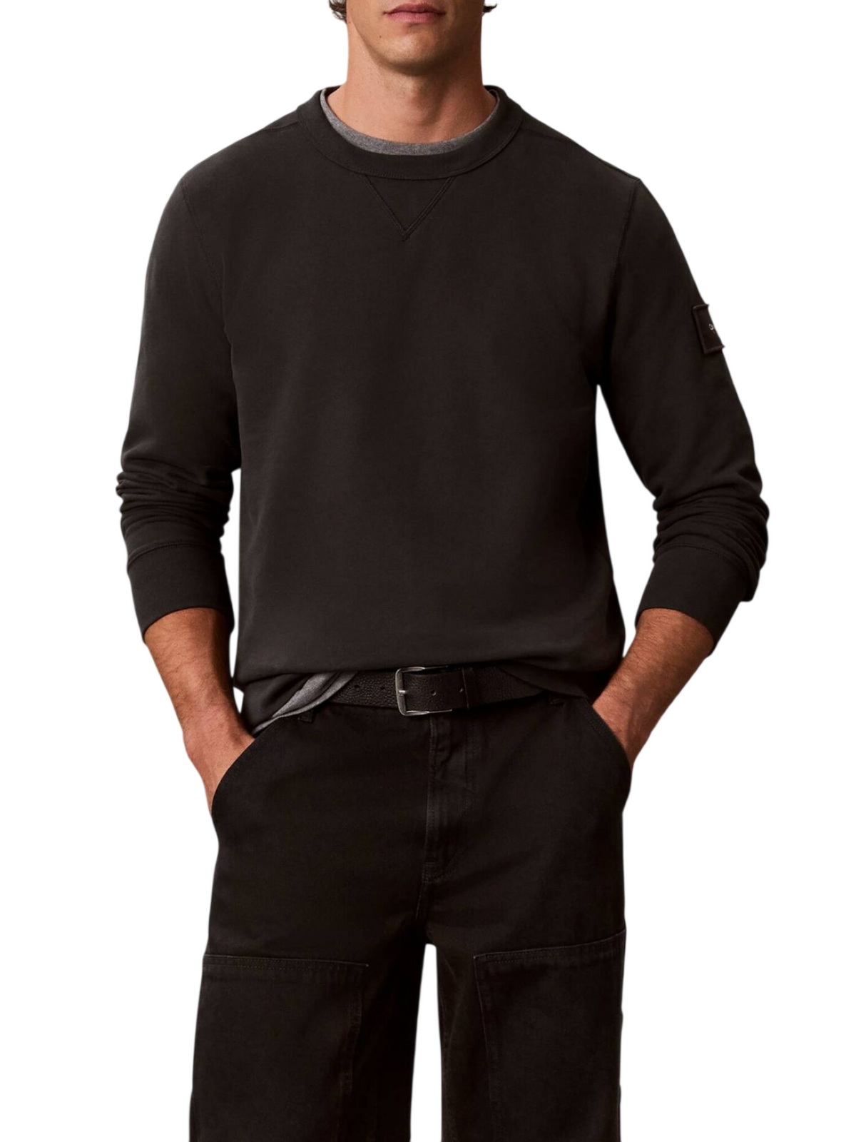 Calvin Klein Jeans felpa uomo con patch logo antracite LV04RJ200G 8MN Calvin Klein Jeans