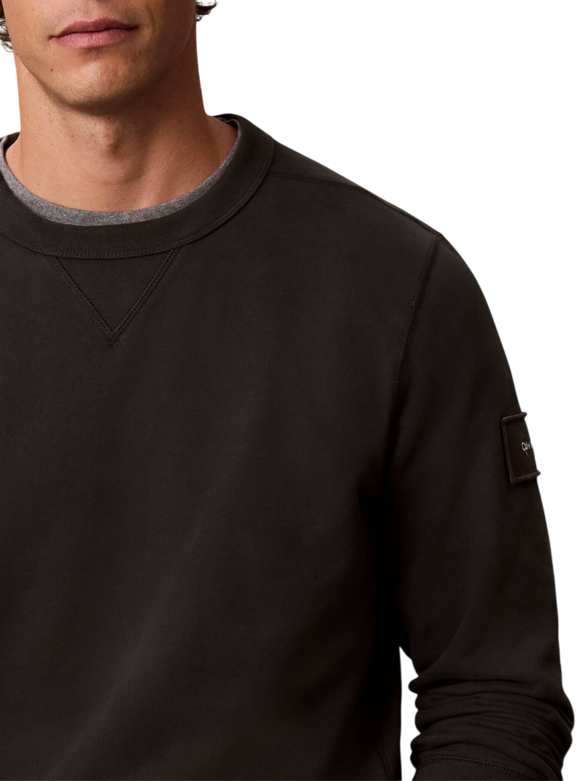 Calvin Klein Jeans felpa uomo con patch logo antracite LV04RJ200G 8MN Calvin Klein Jeans