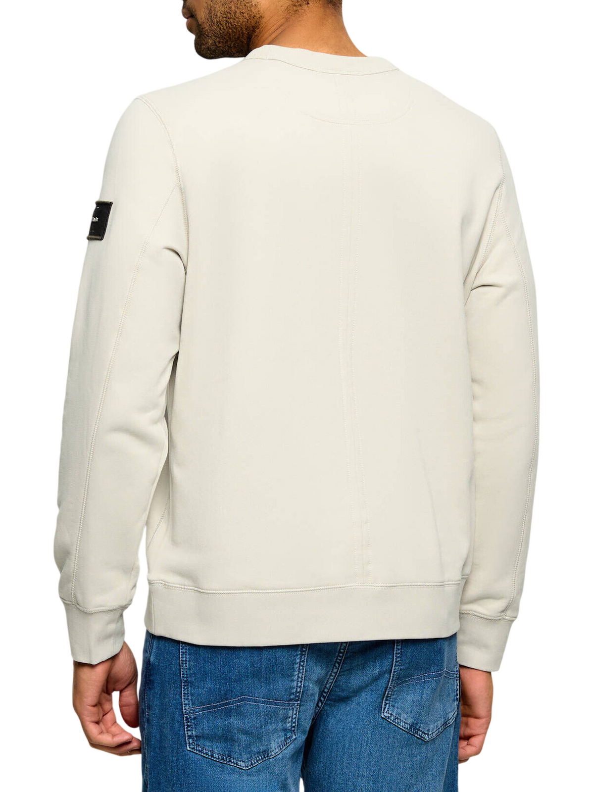 Calvin Klein Jeans felpa uomo con patch logo ecrù LV04RJ200G PDJ Calvin Klein Jeans