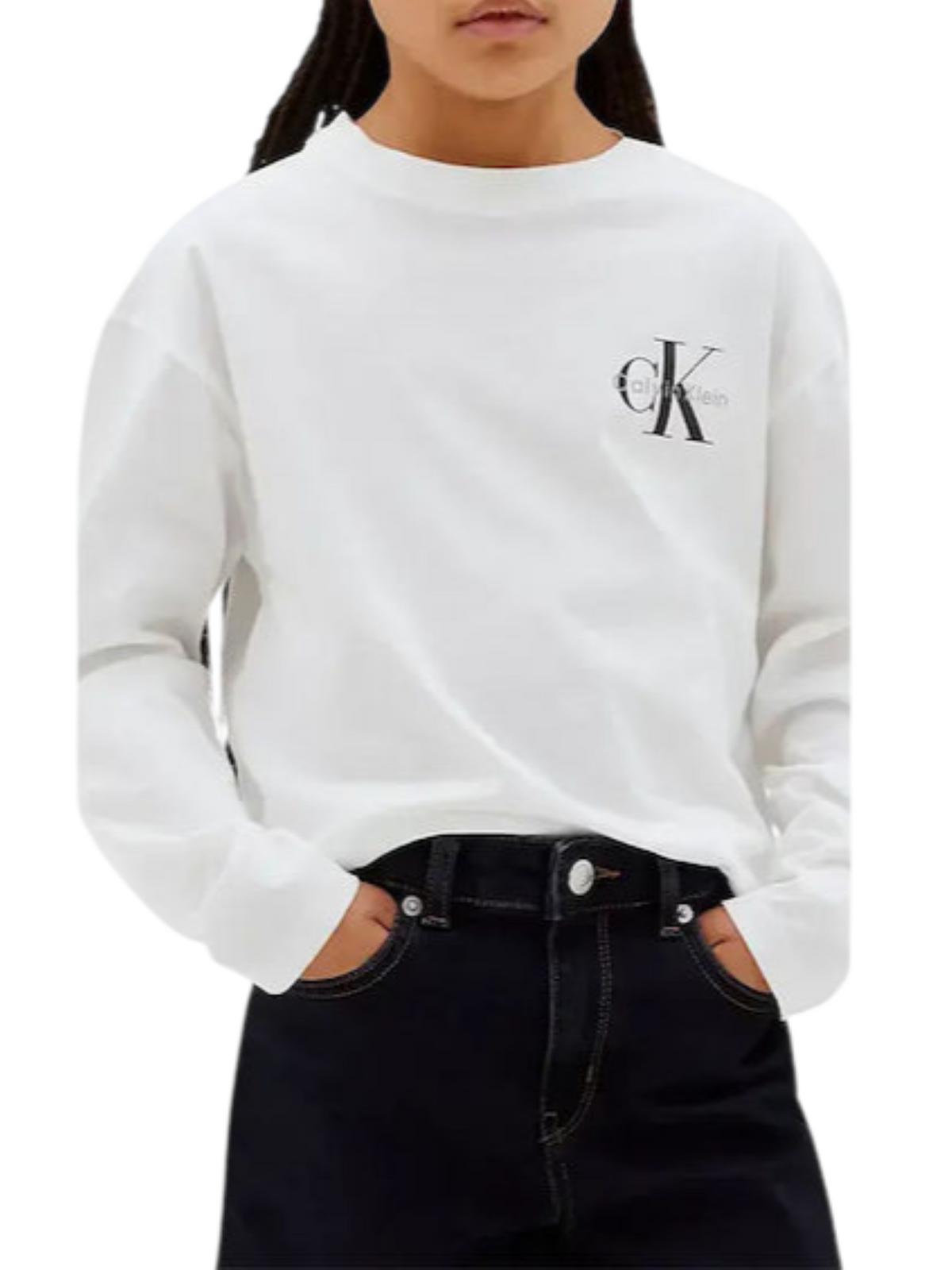 Calvin Klein Jeans T-shirt unisex bambino manica lunga bianco LV1CKTJA17 YAF Calvin Klein Jeans