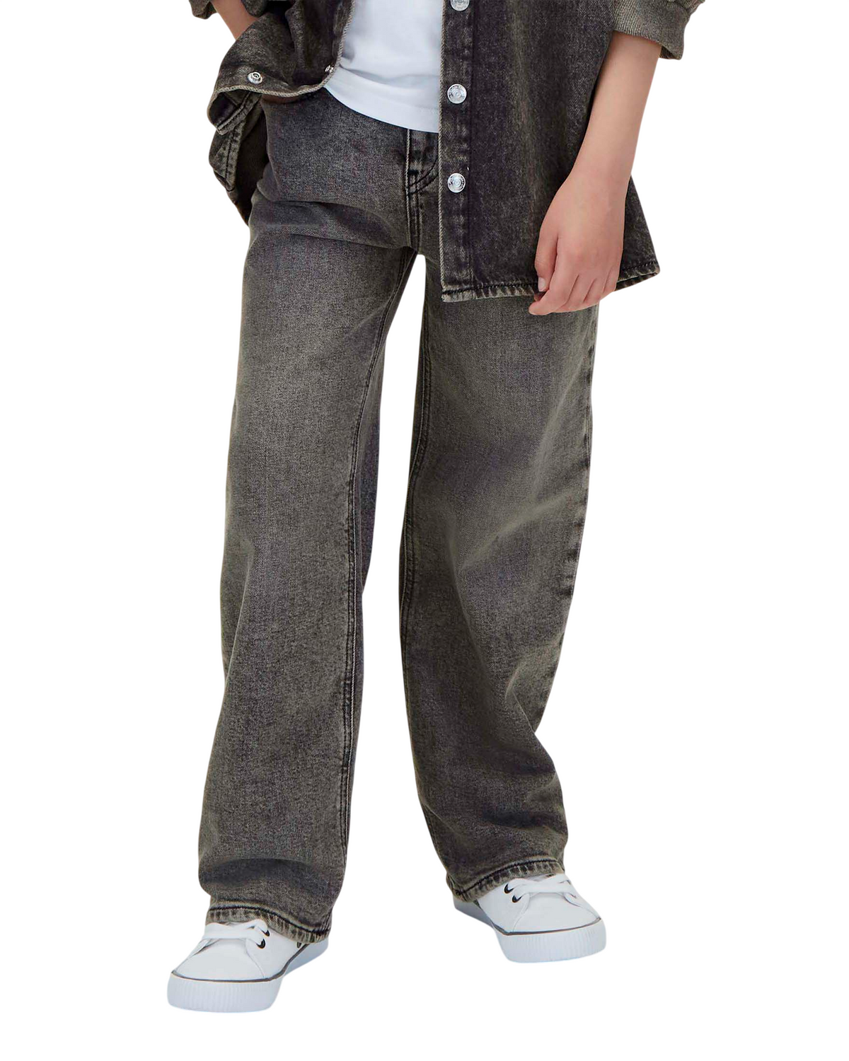 Calvin Klein Jeans jeans bambino wide leg Skater lavaggio nero LVCKTJC21B 1B1 Calvin Klein Jeans