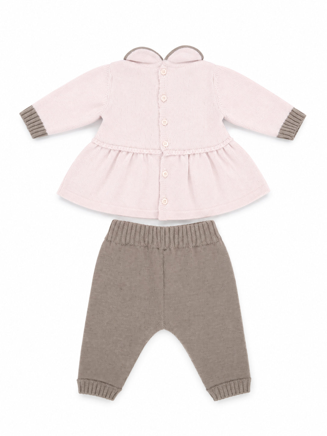 Colori Chiari completo neonata in lana maglia e pantaloni rosa tortora FF218590-4977 8224 COLORICHIARI