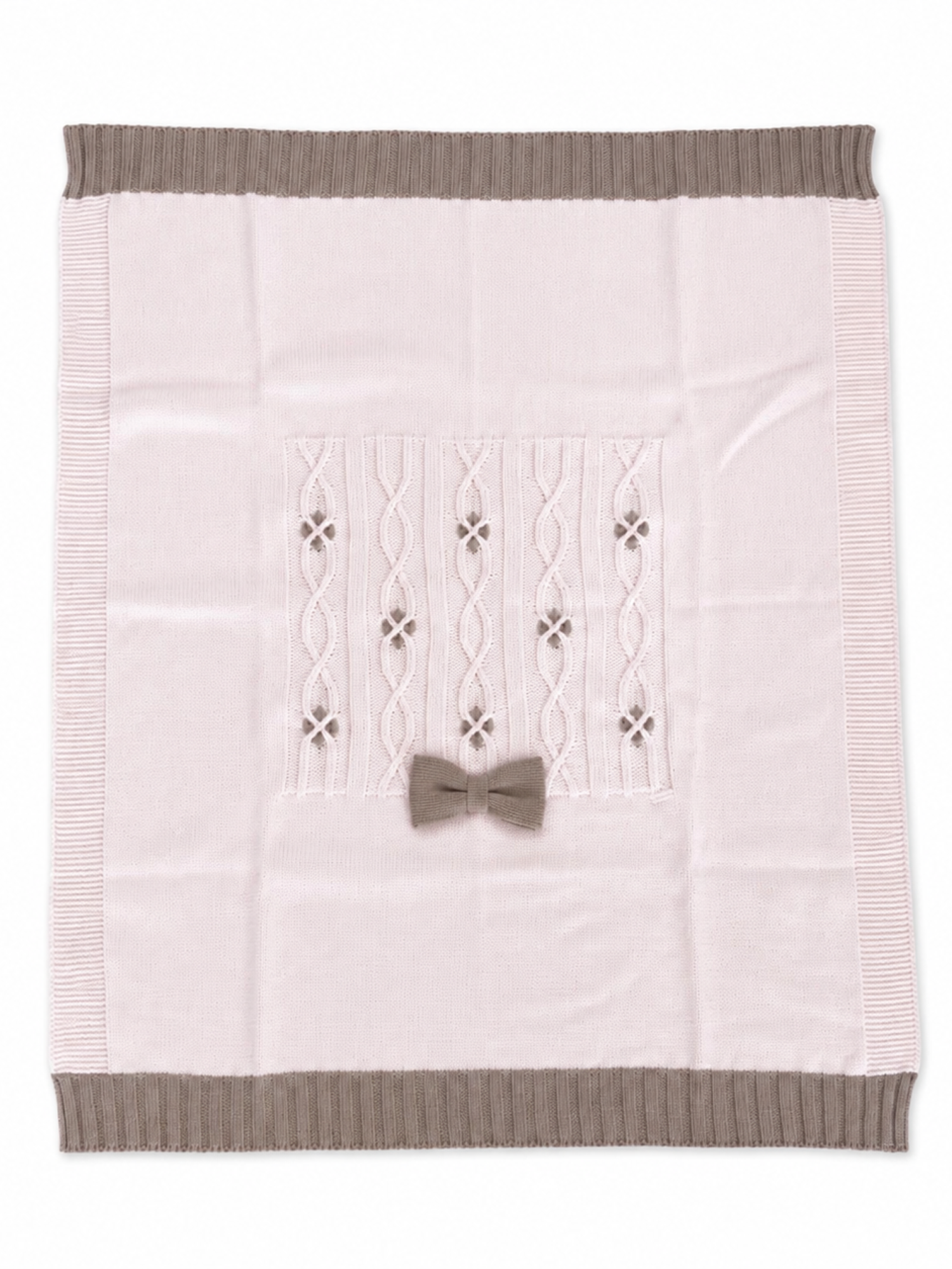 Colori Chiari coperta neonata in lana con fiocco rosa tortora FF778589-4977 8224 COLORICHIARI