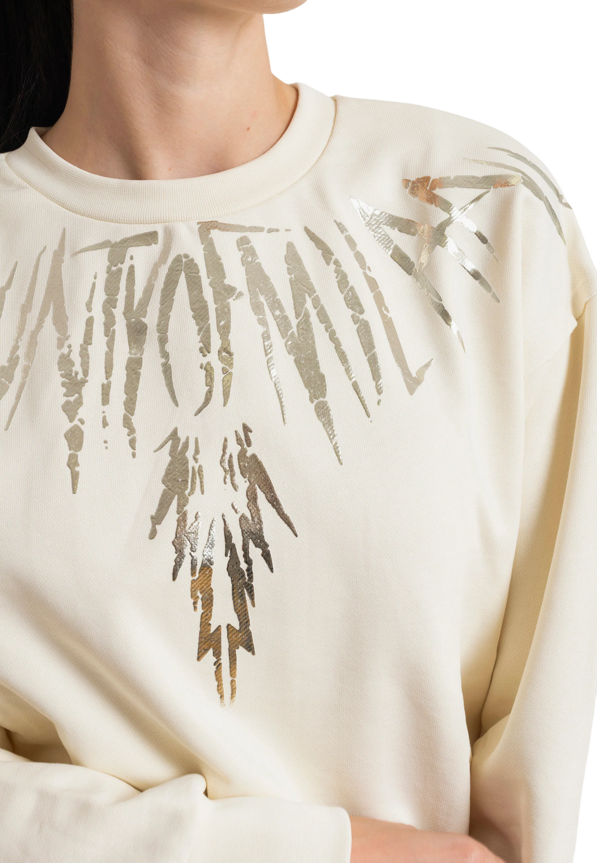 County of Milan felpa donna stampa iconica laminata panna CM30233 LATTE COUNTY OF MILAN