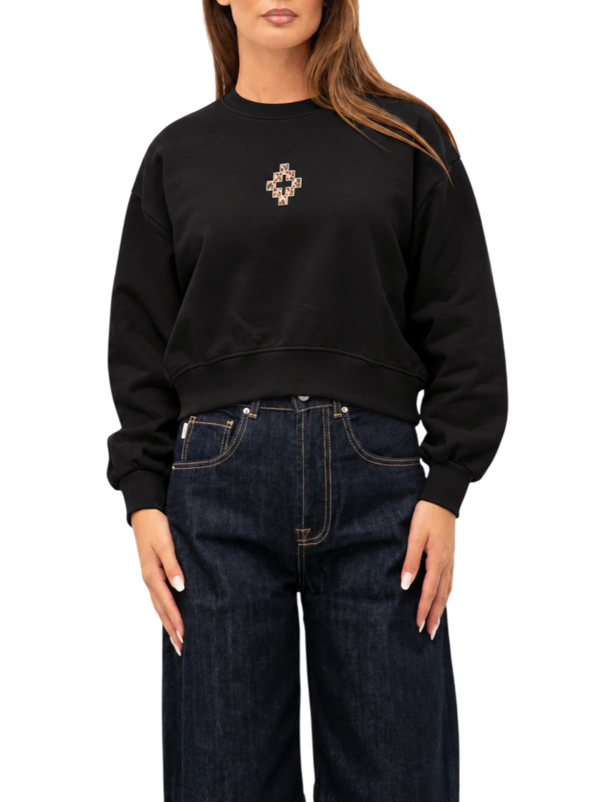 County of Milan felpa donna con stampa iconica animalier glitter nero CM30238 NERO COUNTY OF MILAN