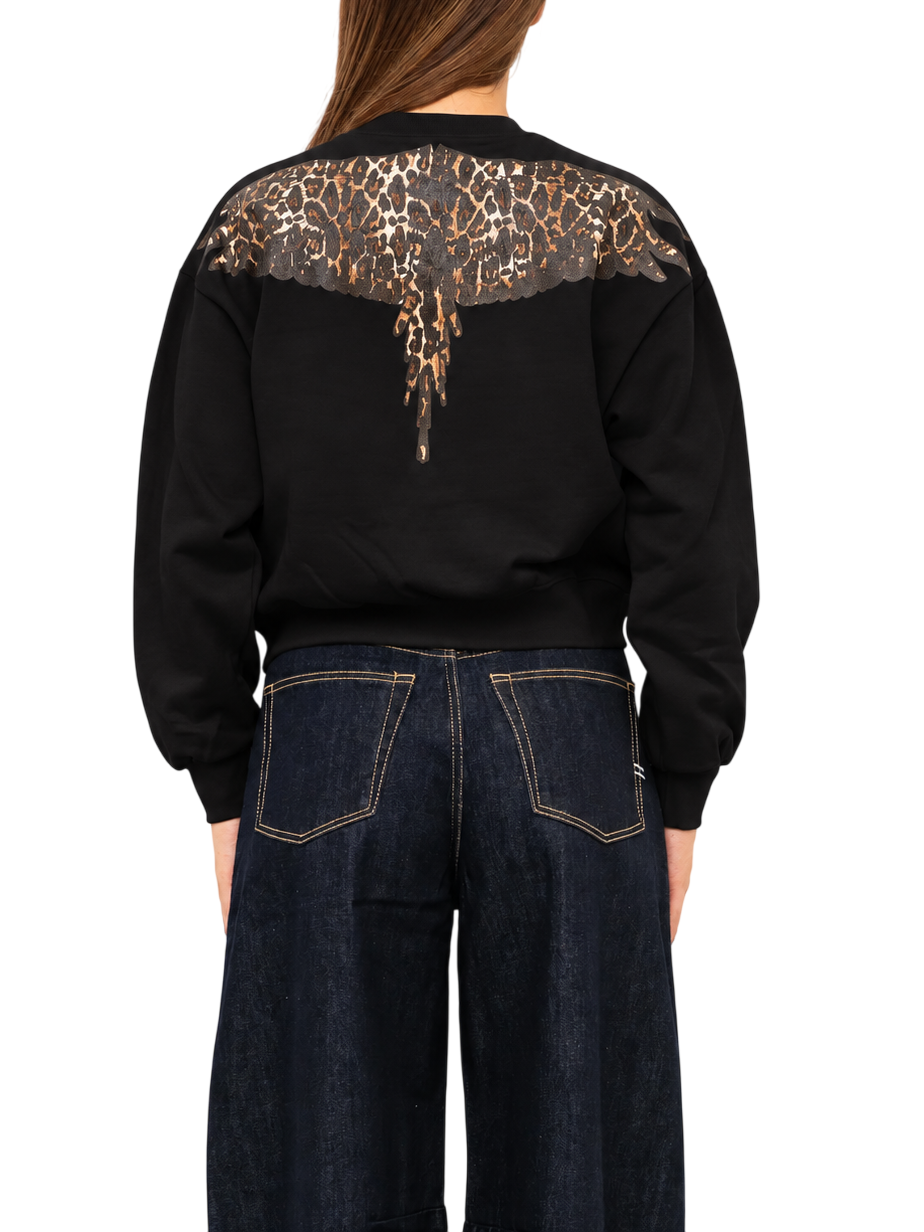 County of Milan felpa donna con stampa iconica animalier glitter nero CM30238 NERO COUNTY OF MILAN