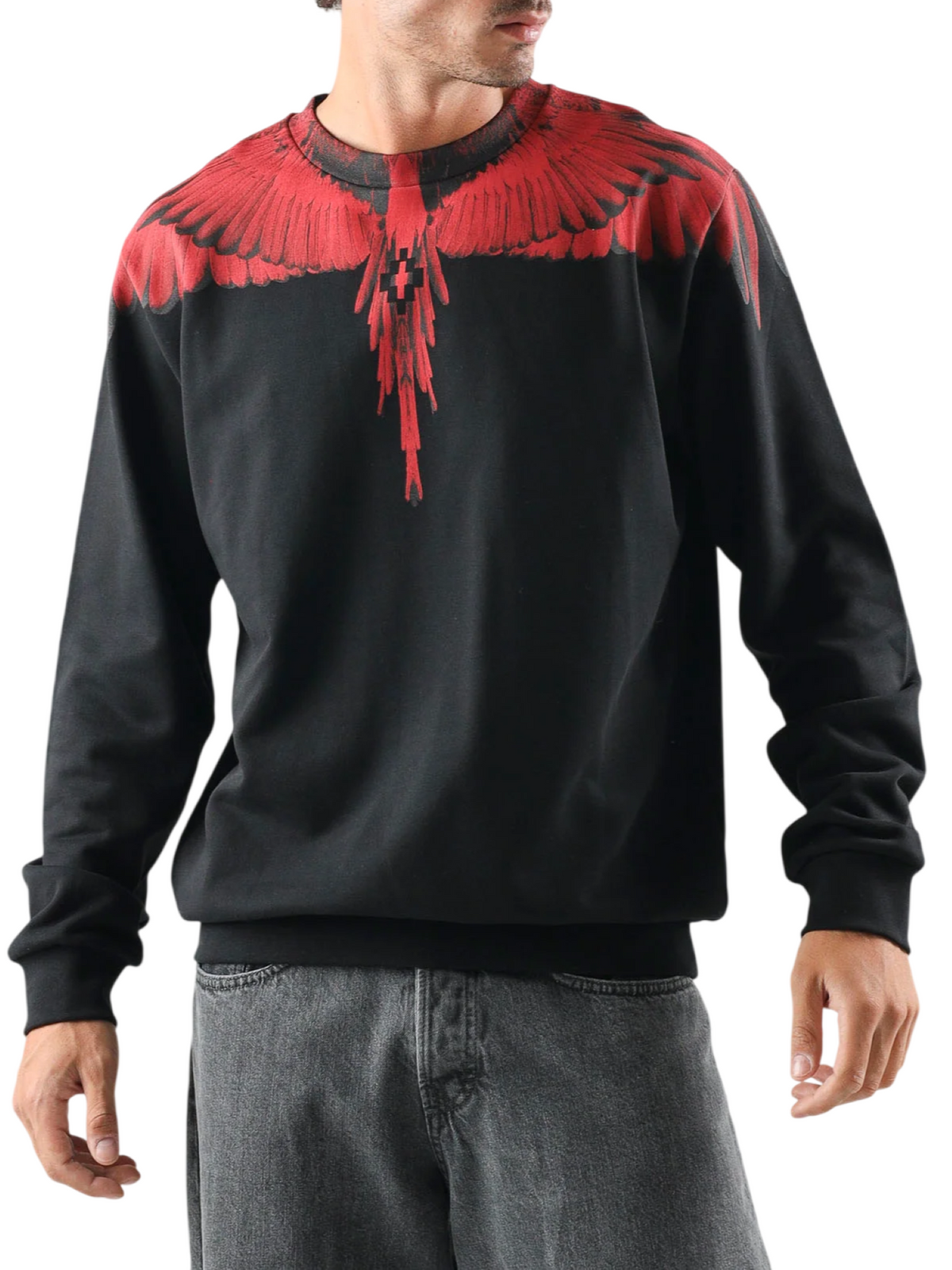 County of Milan felpa uomo con stampa iconica nero rosso CMMASW043 110 COUNTY OF MILAN
