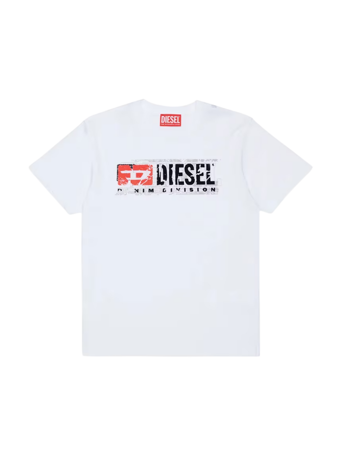 Diesel T-shirt bambino manica corta logo flock bianco J02976-00YI9 K100 DIESEL