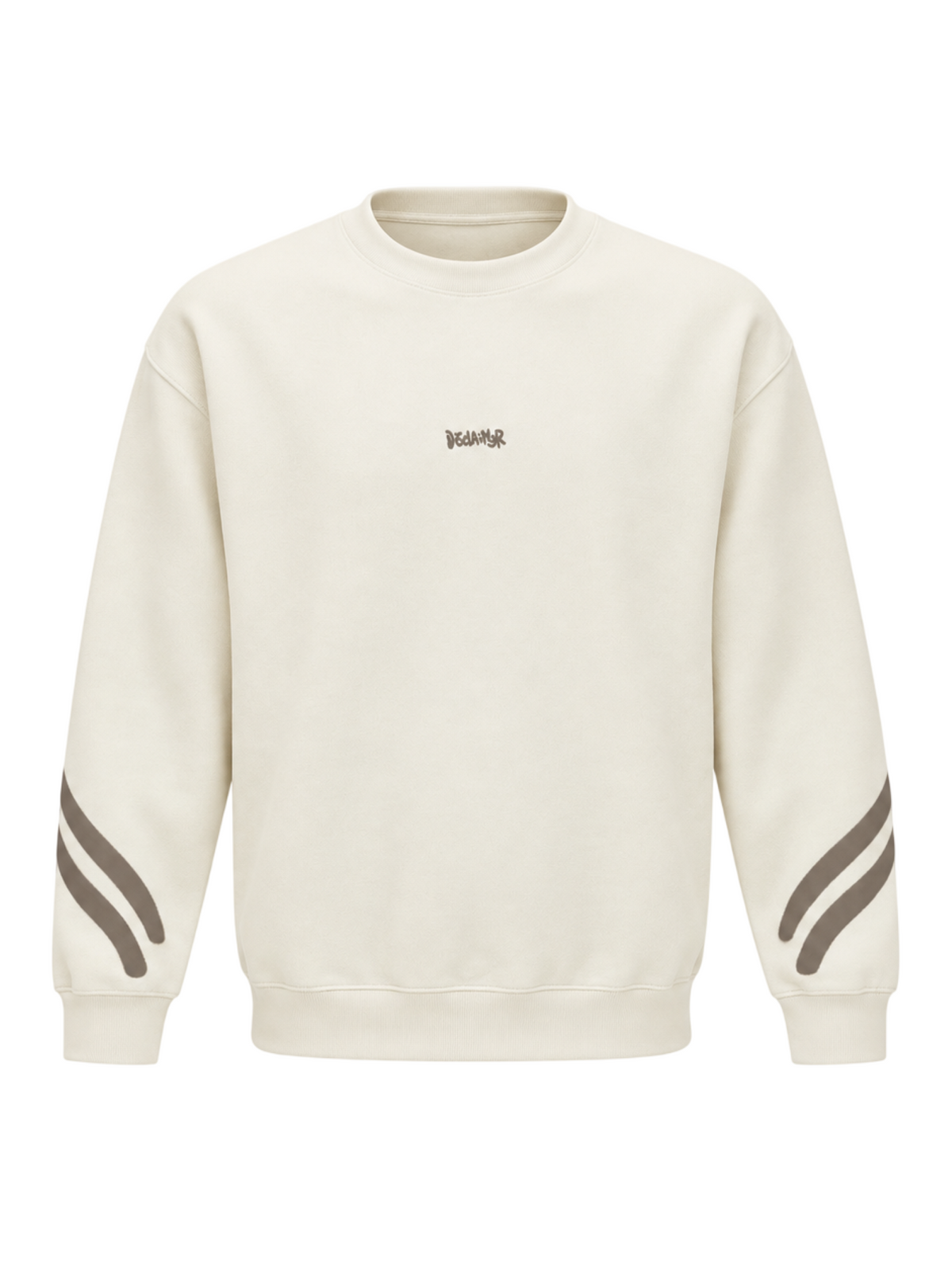 Disclaimer felpa uomo in cotone stampe logo panna marrone 55729 LATTE DISCLAIMER