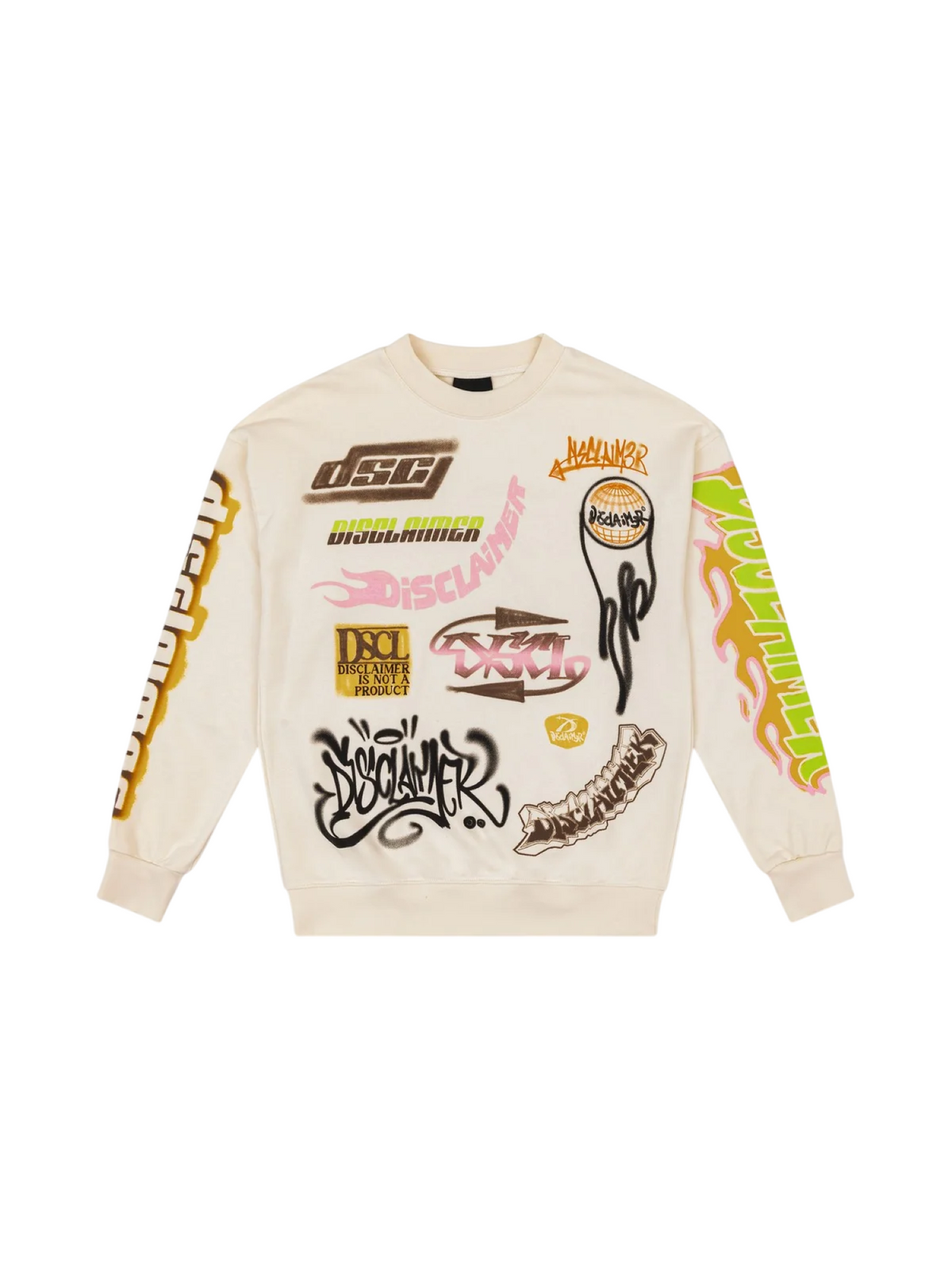 Disclaimer felpa uomo con stampe logate panna 55750 LATTE DISCLAIMER