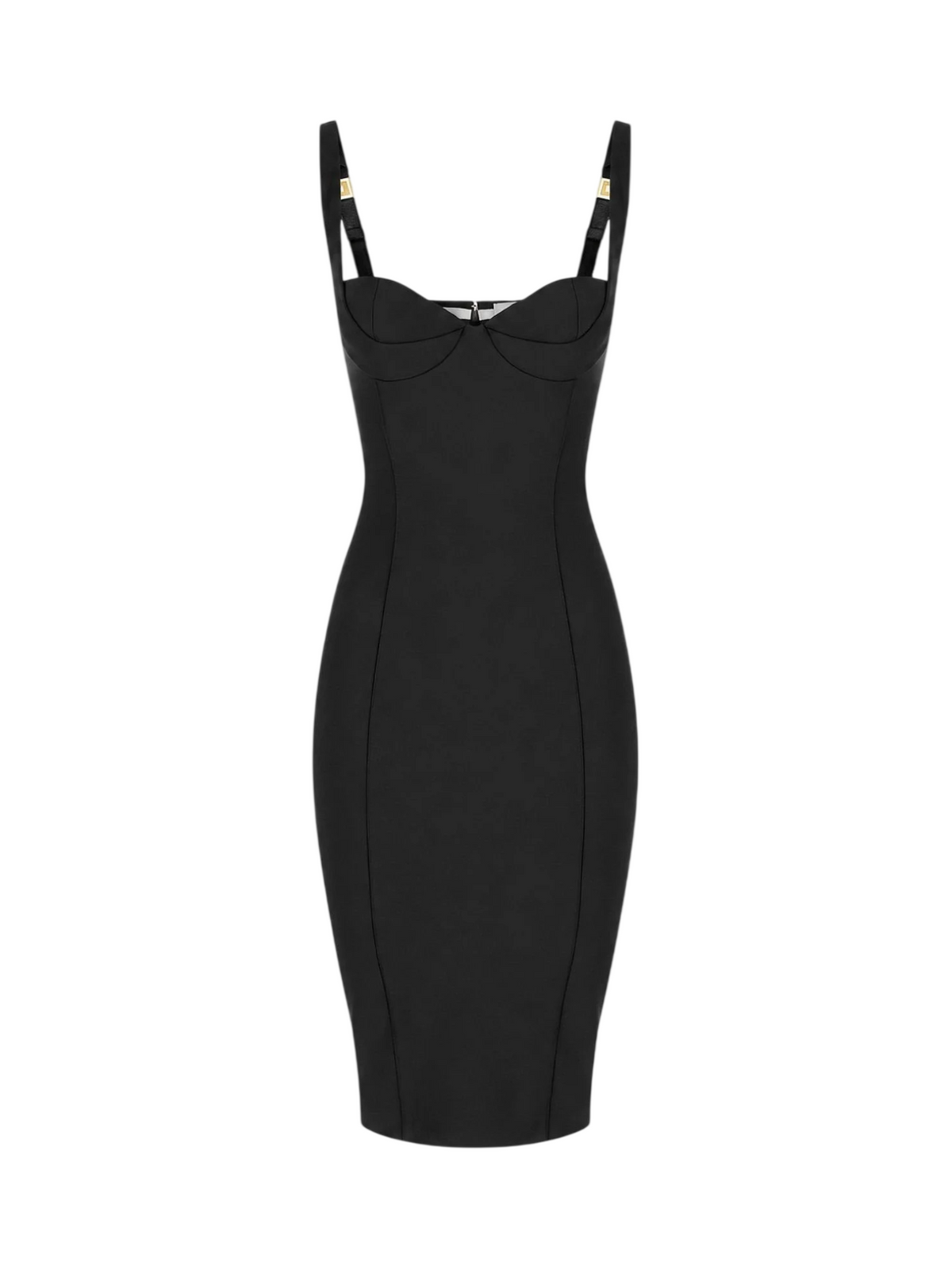 Elisabetta Franchi abito tubino midi in tessuto tecnico nero AB00267 110 ELISABETTA FRANCHI