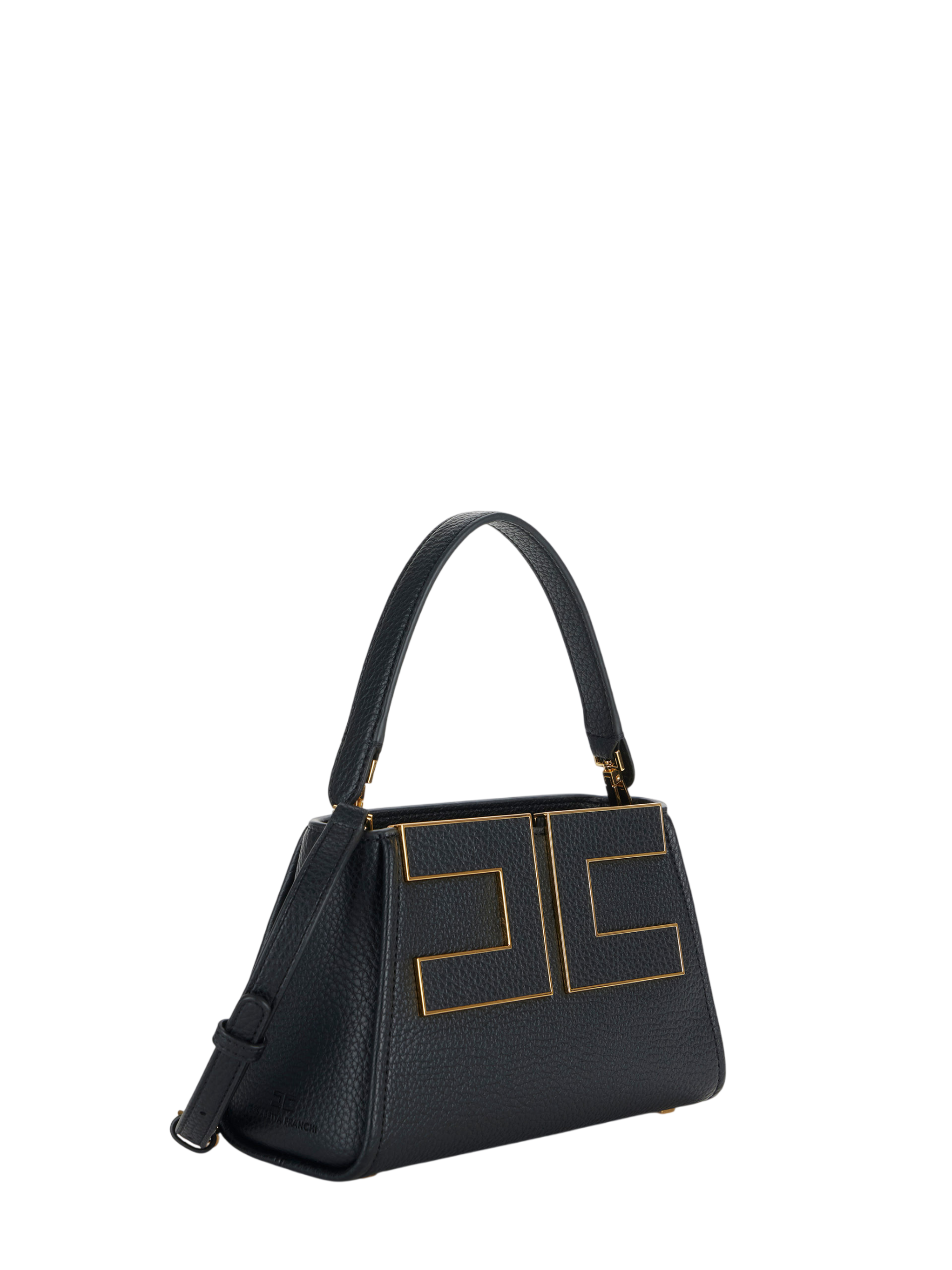 Elisabetta Franchi borsa a mano con tracolla placca logo nero BS07A66 110 ELISABETTA FRANCHI