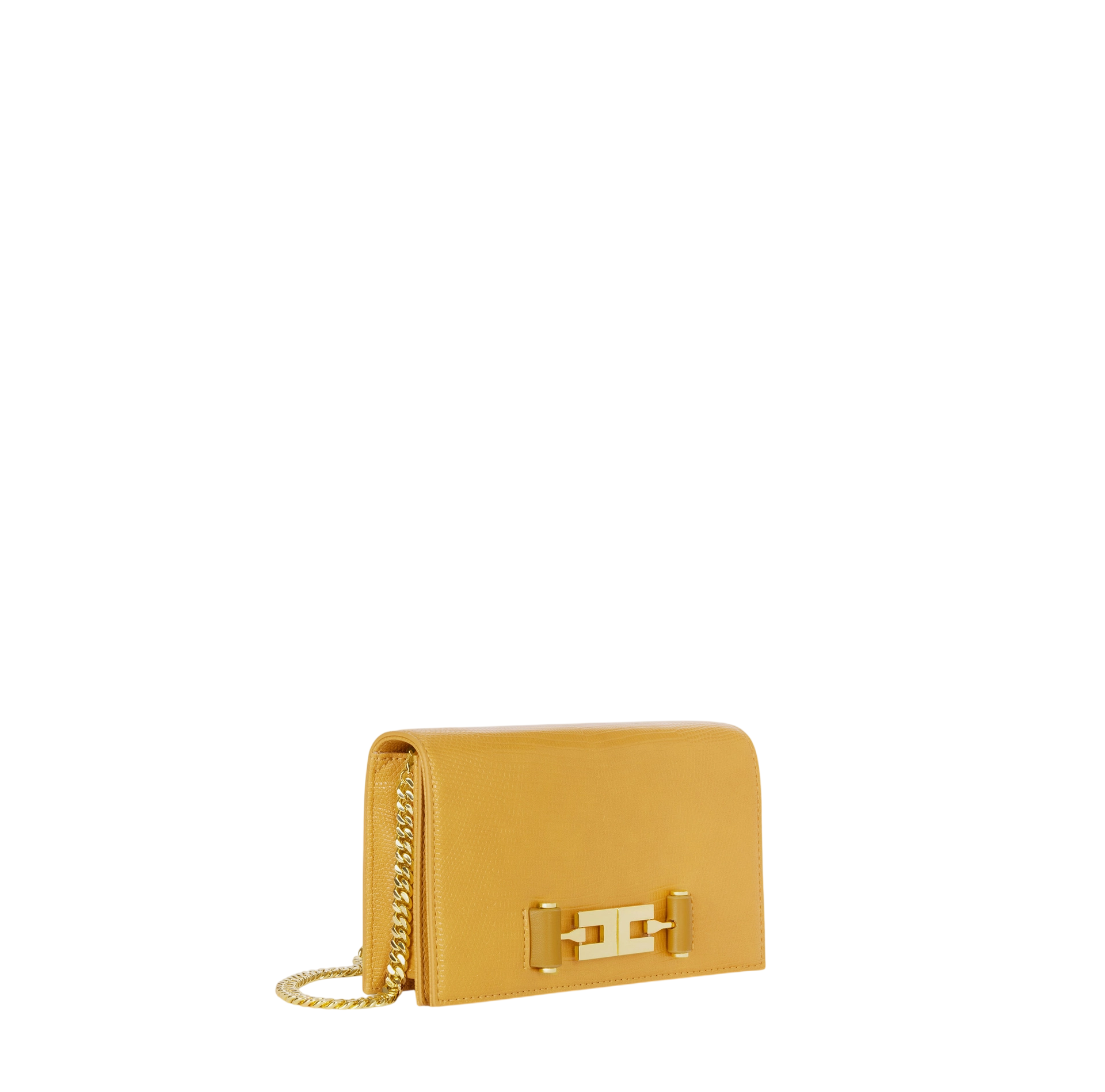 Elisabetta Franchi borsa a tracolla in ecopelle stampa lucertola giallo ocra BS08A66 940 ELISABETTA FRANCHI