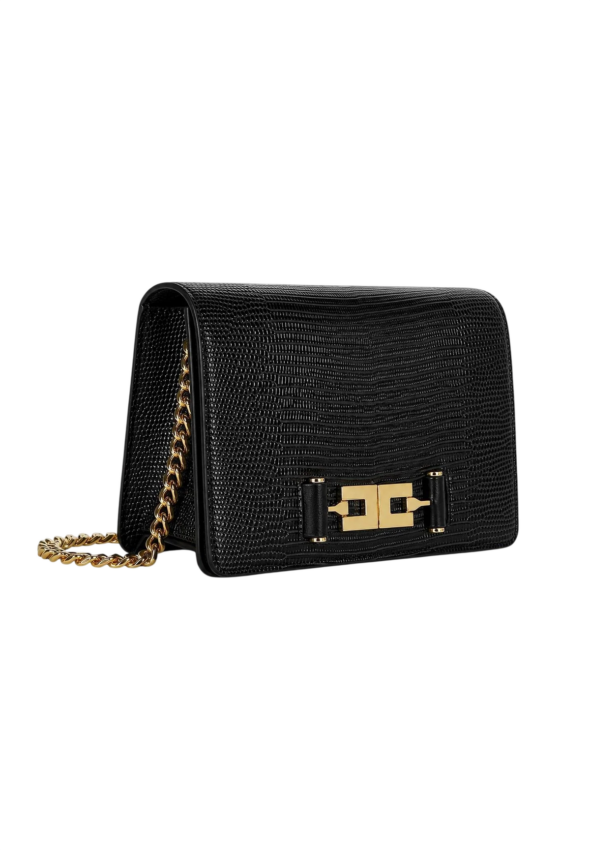 Elisabetta Franchi borsa a tracolla in ecopelle stampa lucertola nero BS09A66 110 ELISABETTA FRANCHI