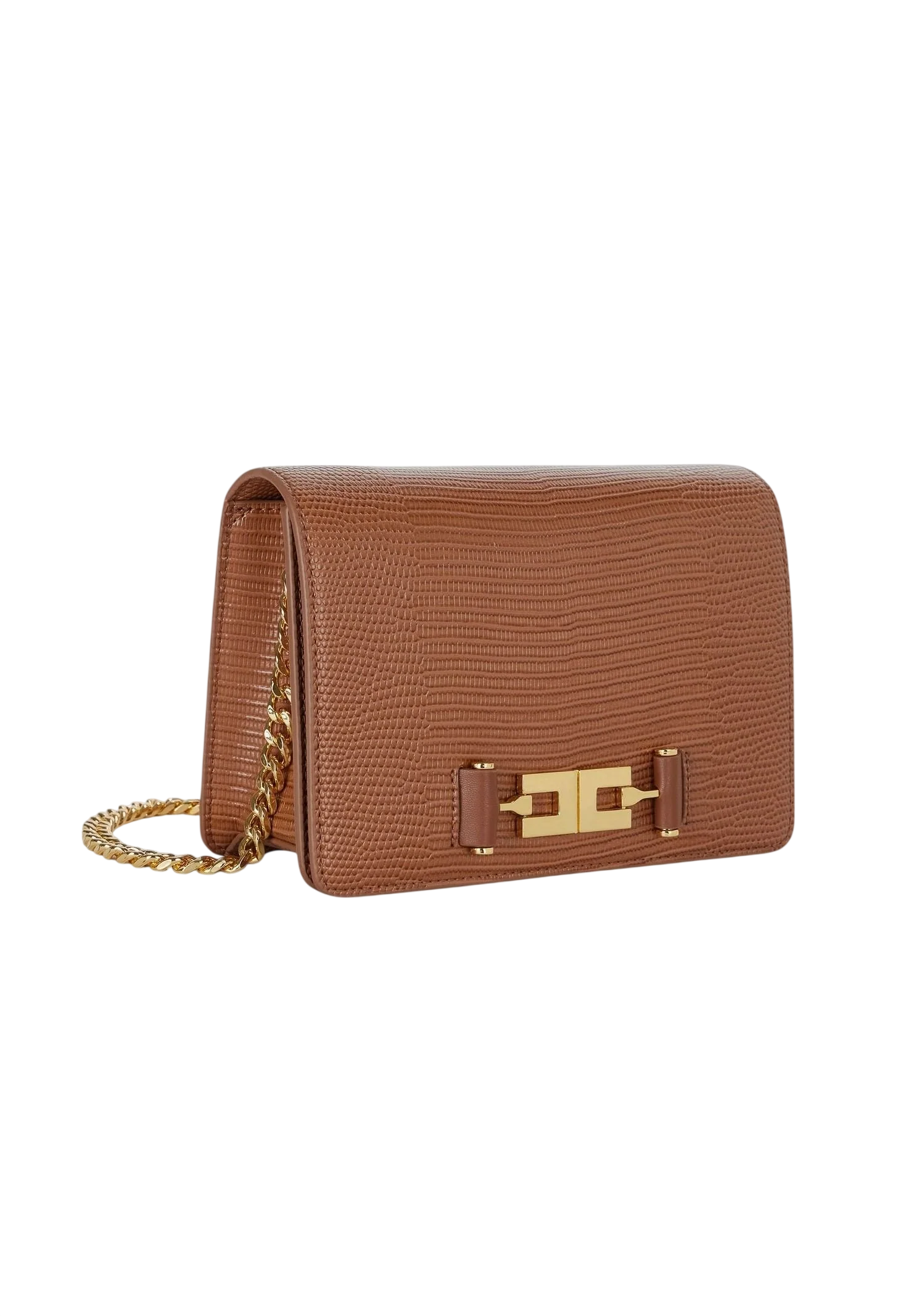 Elisabetta Franchi borsa a tracolla in ecopelle stampa lucertola cuoio BS09A66 FK3 ELISABETTA FRANCHI