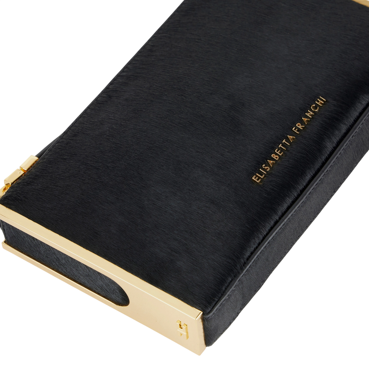 Elisabetta Franchi pochette in cavallino con dettagli metallici nero BS11A67 110 ELISABETTA FRANCHI