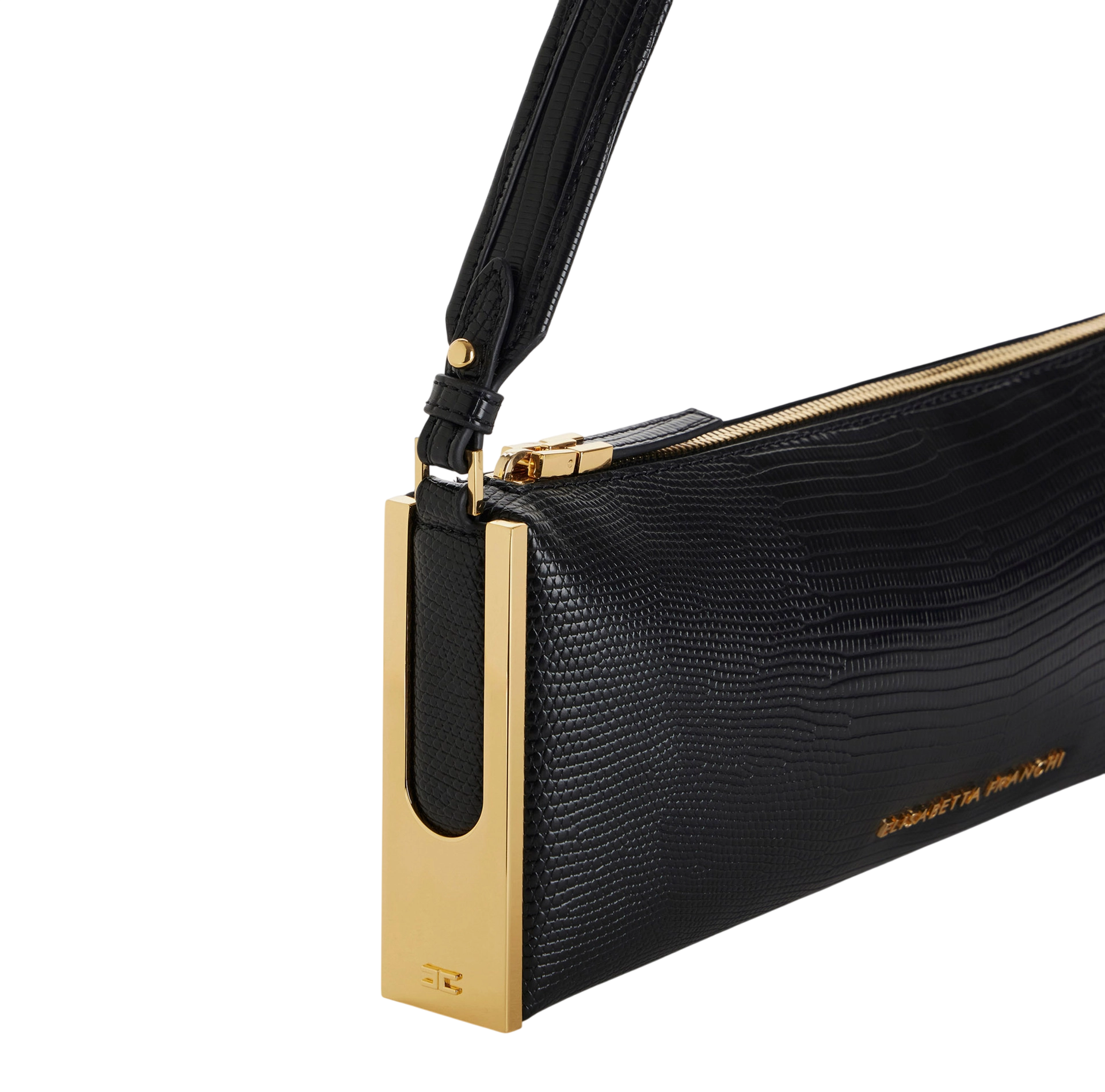 Elisabetta Franchi borsa a spalla in ecopelle stampa lucertola nero BS15A66 110 ELISABETTA FRANCHI
