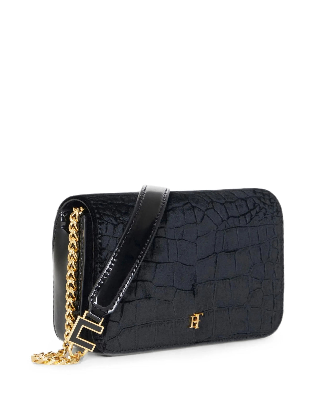 Elisabetta Franchi borsa a tracolla in velluto effetto cocco nero BS20A67 110 ELISABETTA FRANCHI