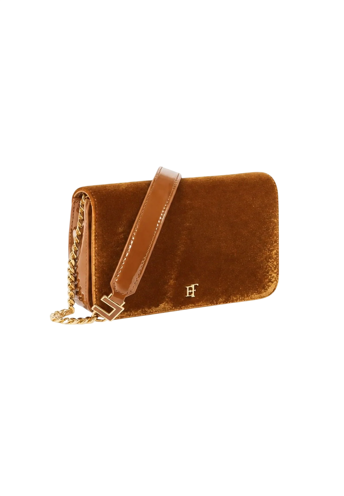 Elisabetta Franchi borsa a tracolla in velluto effetto cocco giallo ambra BS20A67 940 ELISABETTA FRANCHI