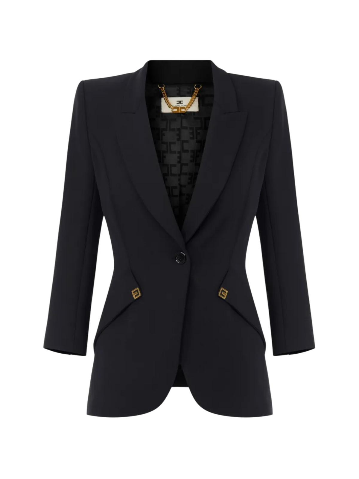 Elisabetta Franchi giacca blazer donna con dettagli logati nero GI27567 110 ELISABETTA FRANCHI