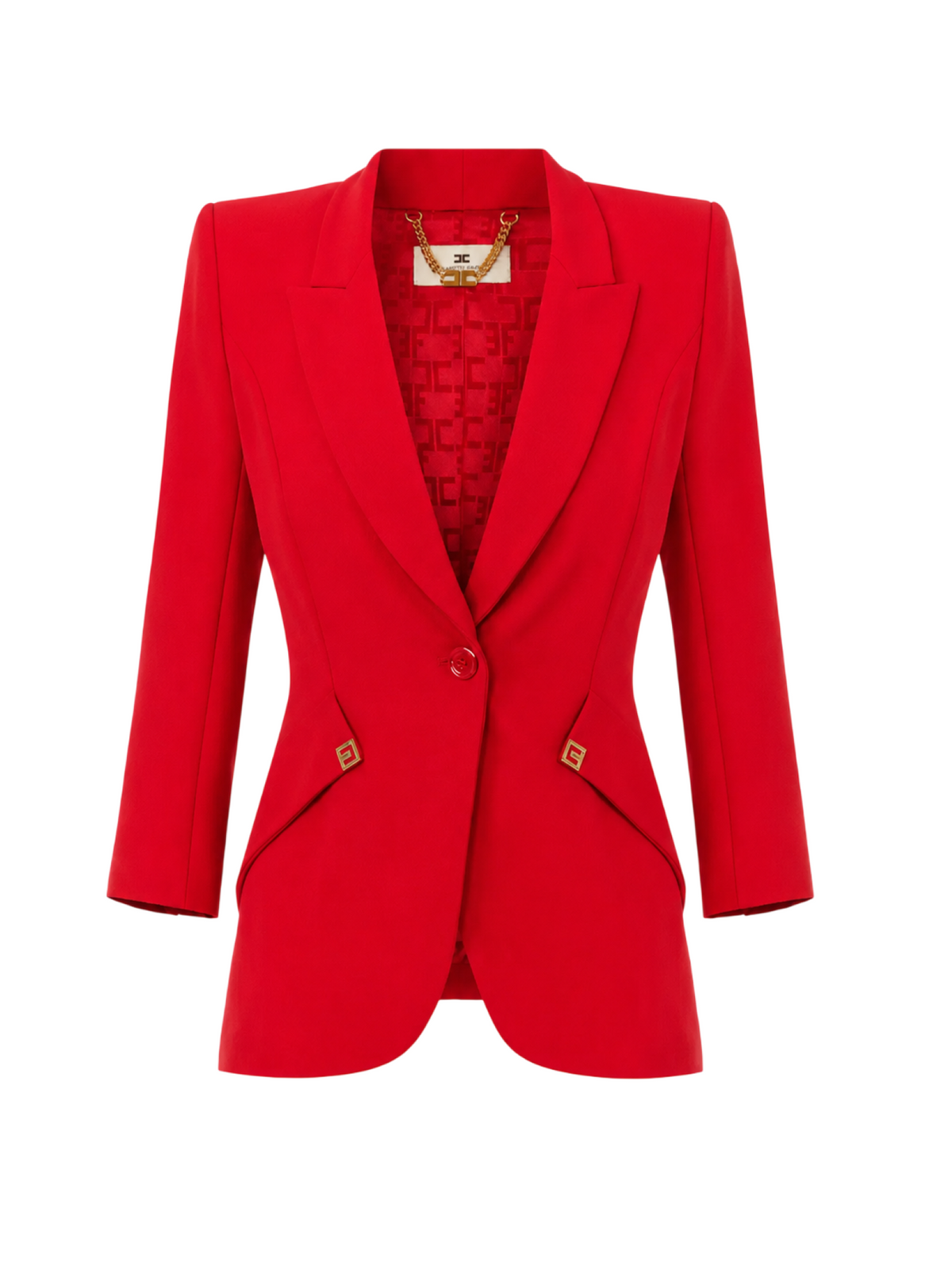 Elisabetta Franchi giacca blazer donna con dettagli logati rosso GI27567 CG5 ELISABETTA FRANCHI
