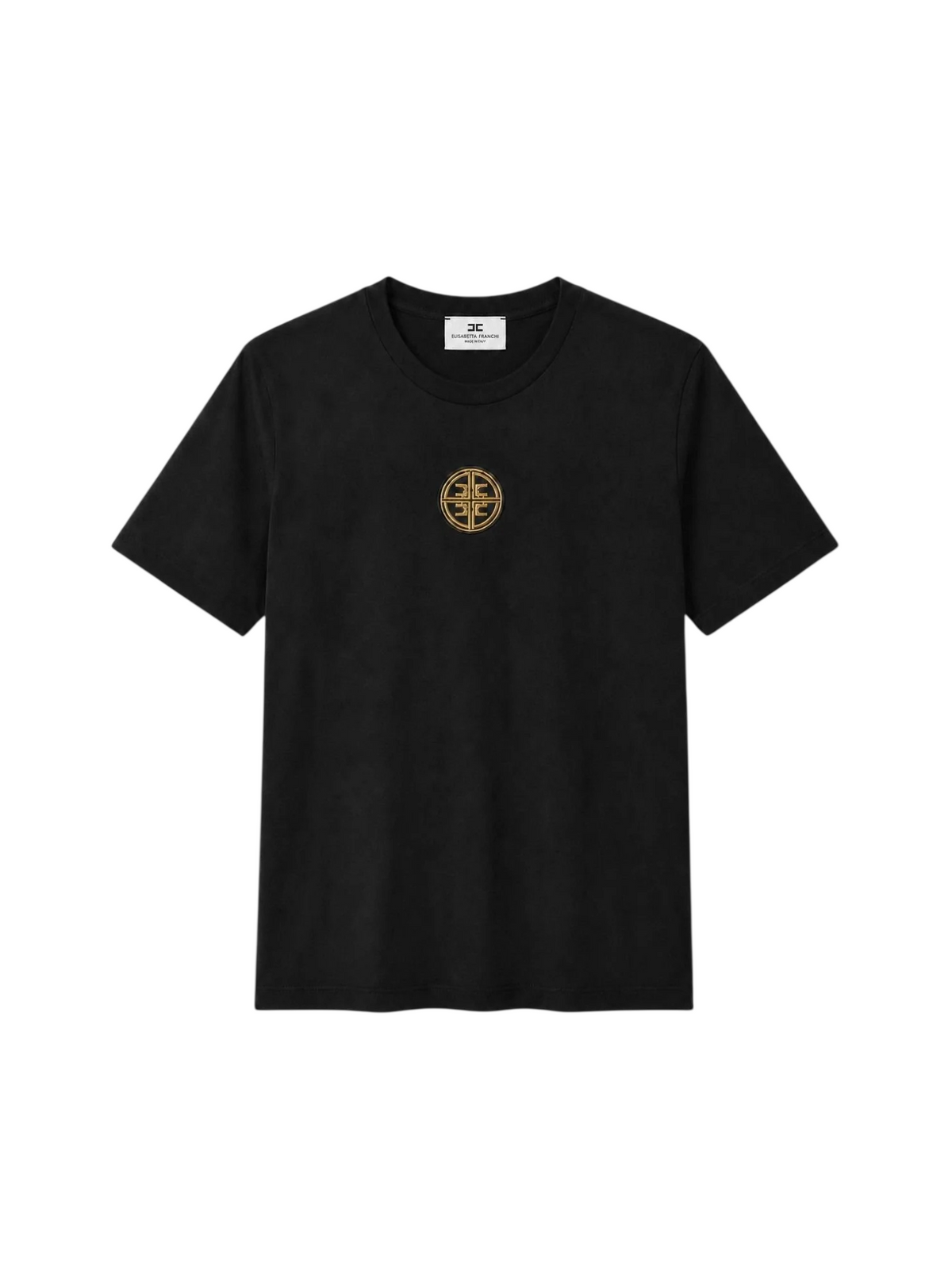Elisabetta Franchi T-shirt donna in jersey con logo metallico nero MA00866 110 ELISABETTA FRANCHI