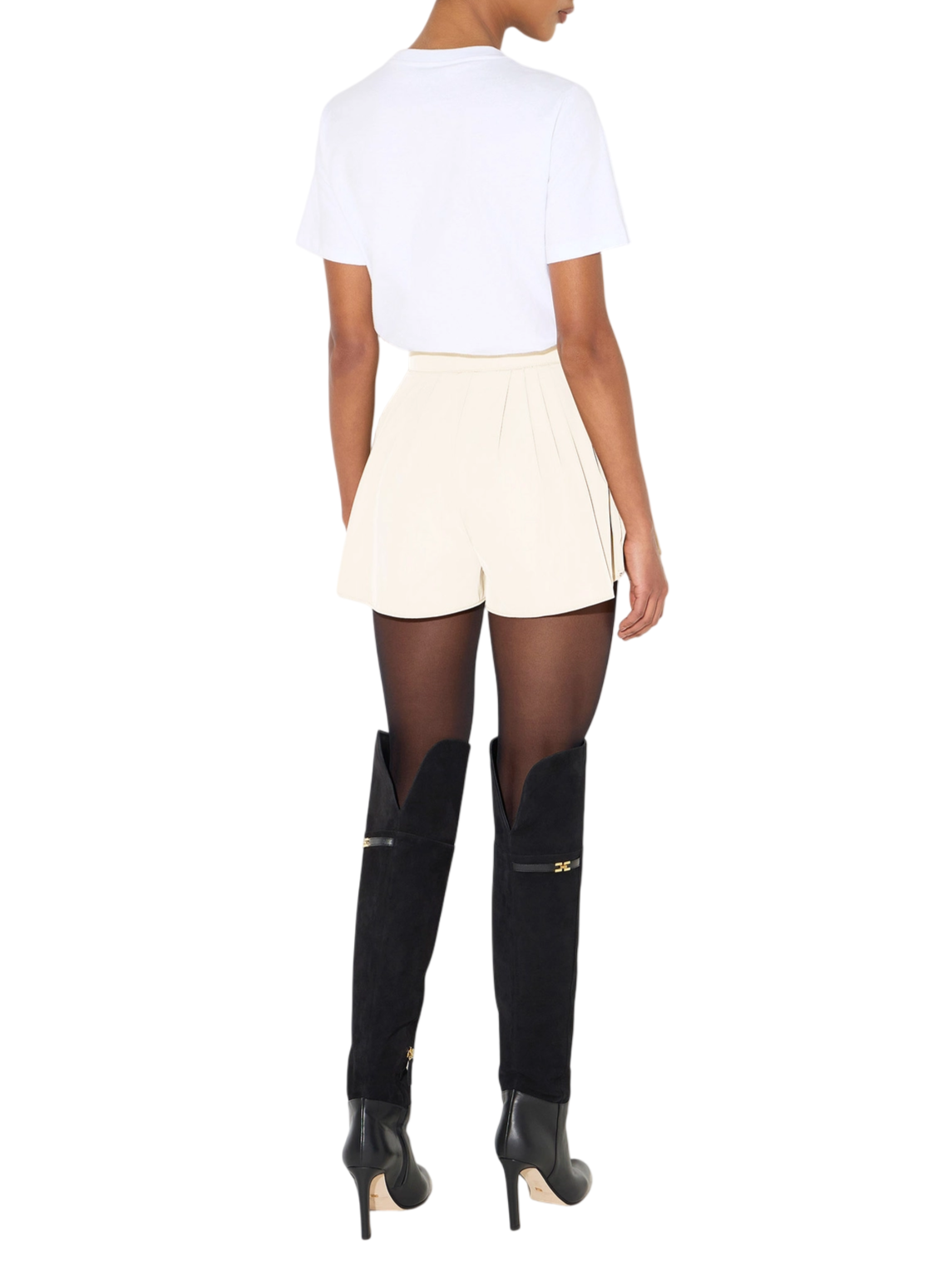 Elisabetta Franchi T-shirt donna in jersey con logo metallico panna MA00866 270 ELISABETTA FRANCHI