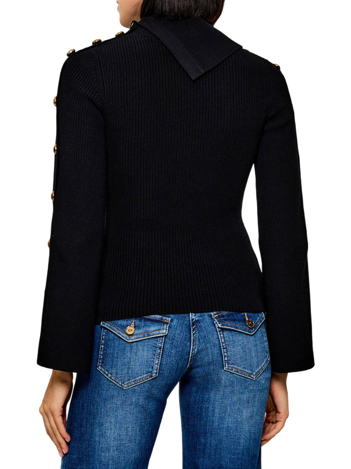 Elisabetta Franchi maglia dolcevita donna con bottoni gioiello nero MK03S66 110 ELISABETTA FRANCHI