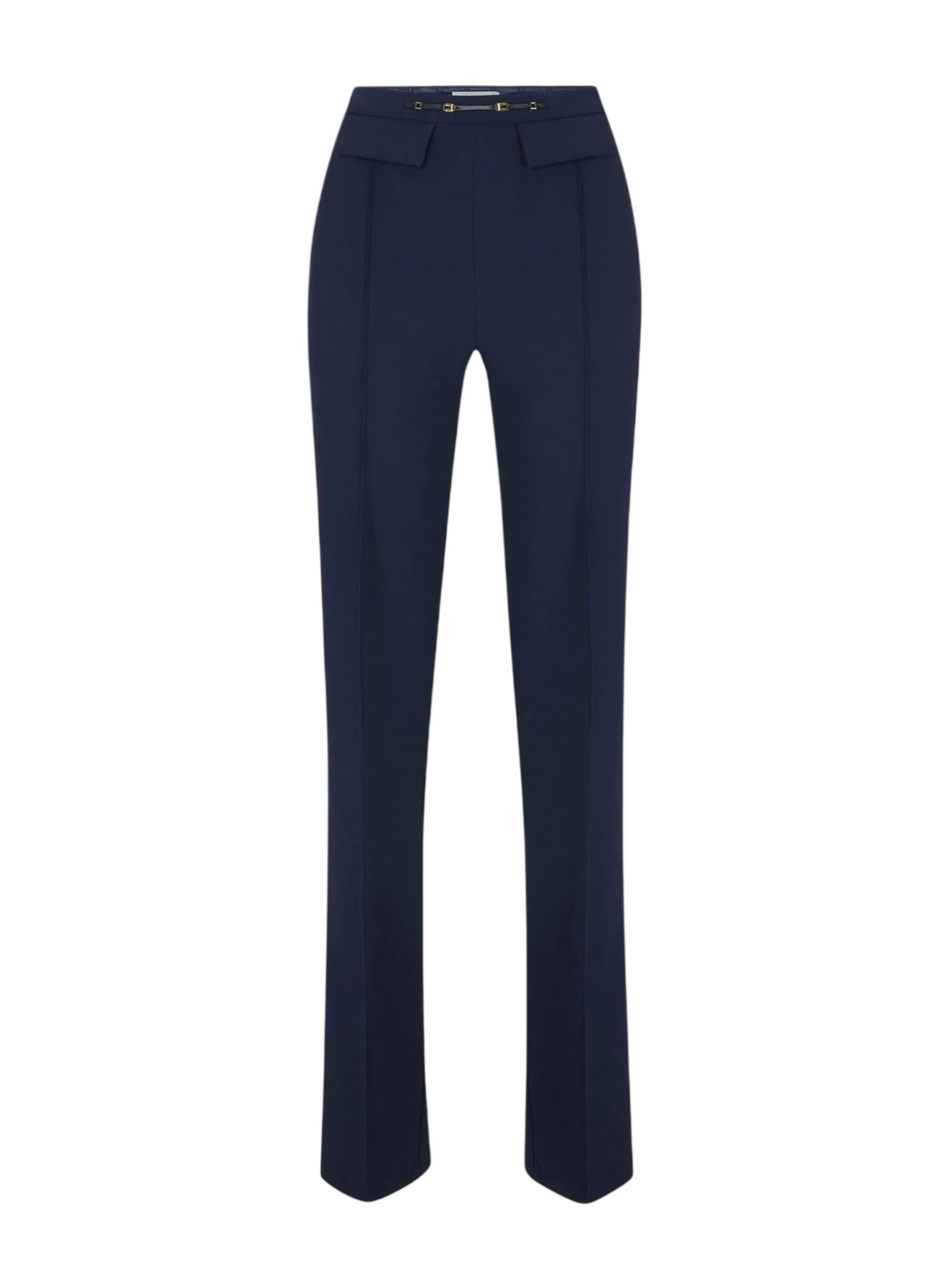 Elisabetta Franchi pantaloni a zampa in tessuto crepe blu PA19666 H88 ELISABETTA FRANCHI