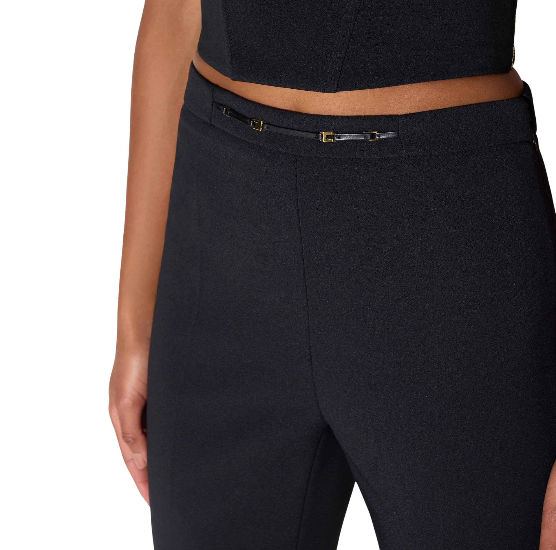 Elisabetta Franchi pantaloni donna trumpet crop in crepe nero PA19866 110 ELISABETTA FRANCHI
