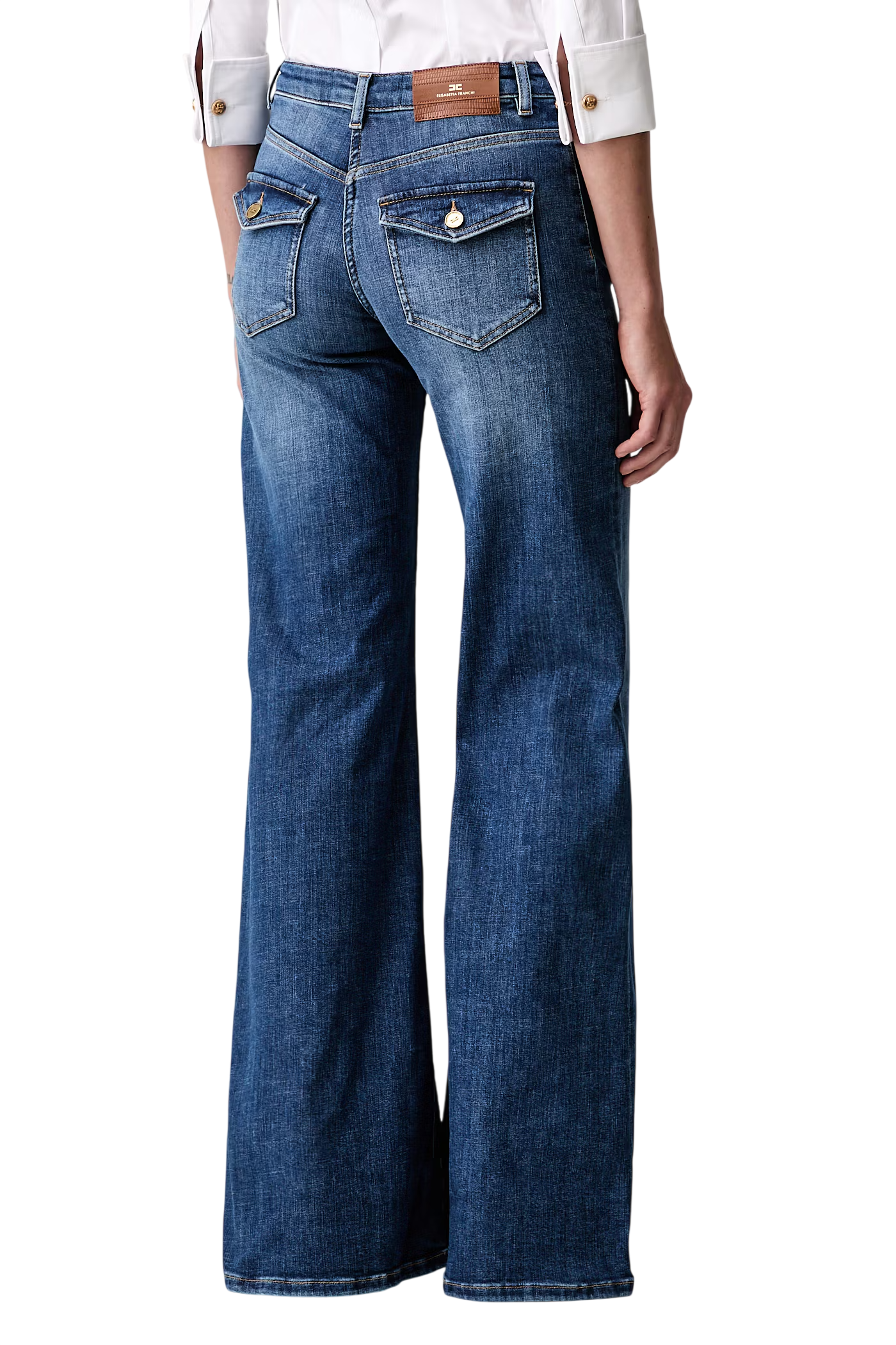 Elisabetta Franchi jeans a zampa con tasche lavaggio medio PJ18N66 139 ELISABETTA FRANCHI