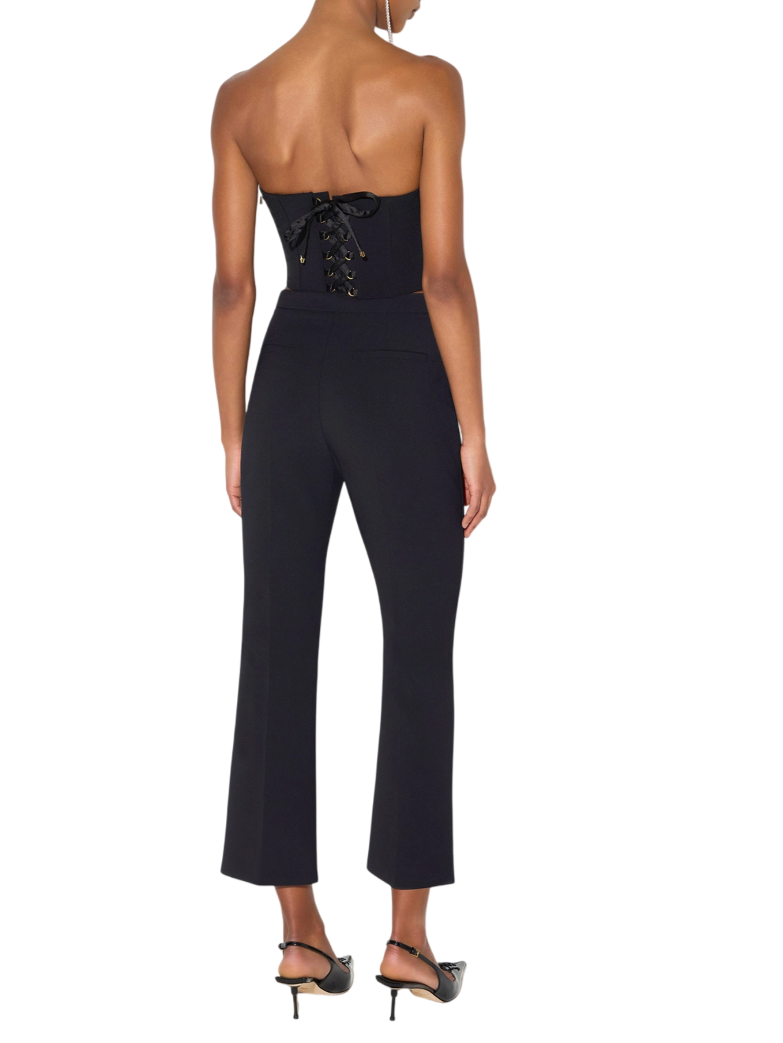 Elisabetta Franchi top crop bustier con ricamo piume nero TO07067 110 ELISABETTA FRANCHI