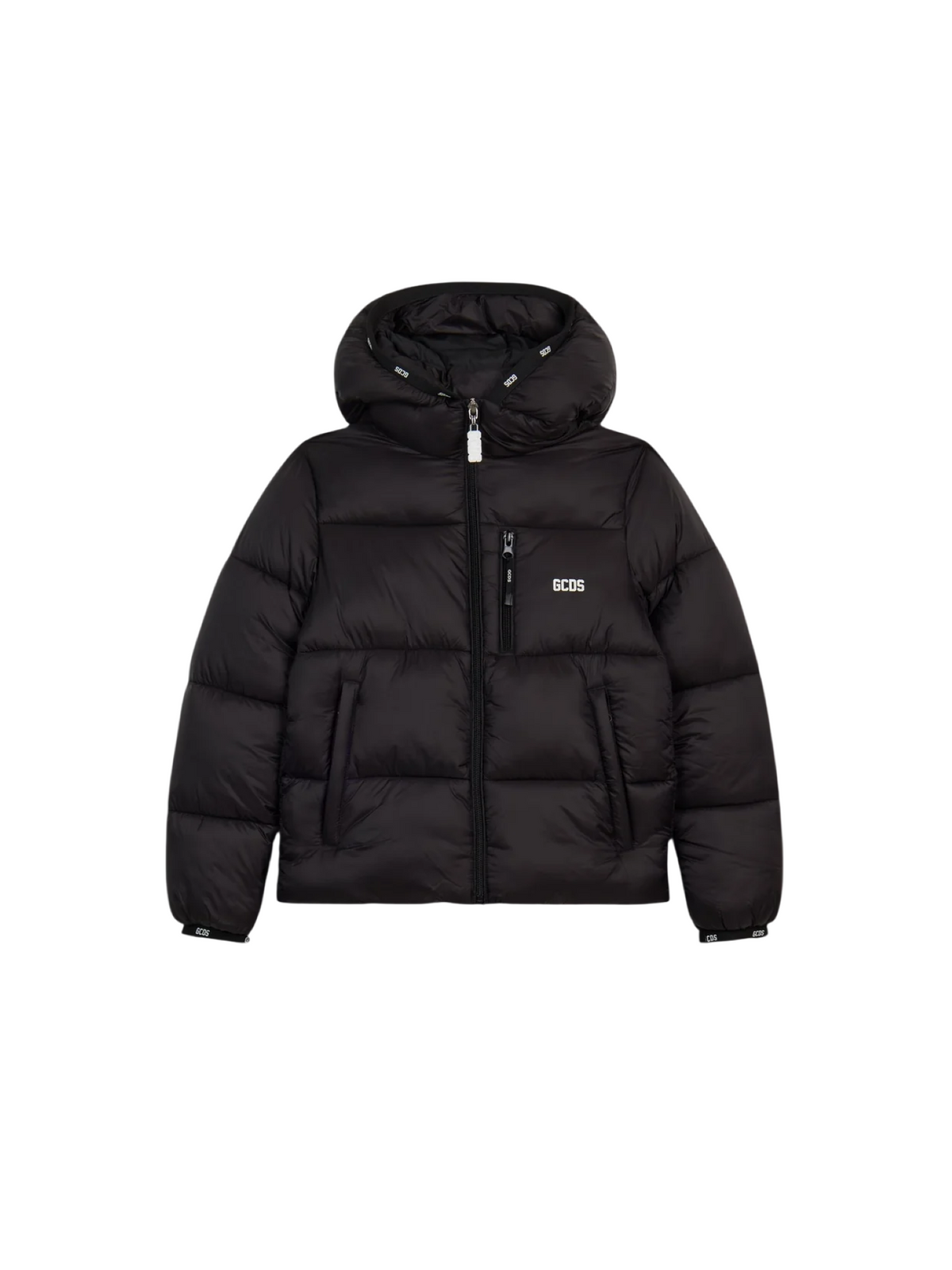 GCDS piumino con cappuccio unisex bambino nero C2BJQA614T340 999A GCDS