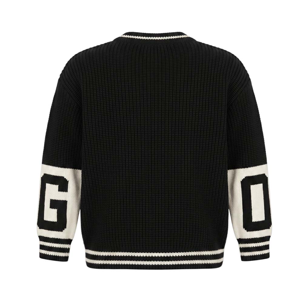 GCDS cardigan unisex bambino con banda logo jacquard nero C2BJQF590K347 999A GCDS
