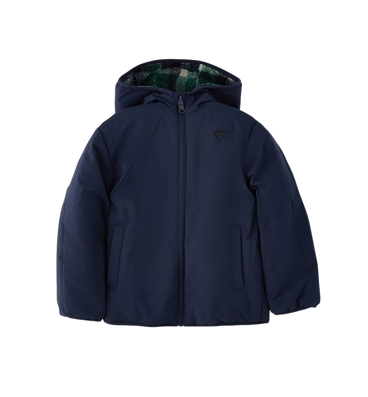 iDo giubbino reversibile bambino in tessuto bouclè e nylon blu verde 4H222 4734 iDO