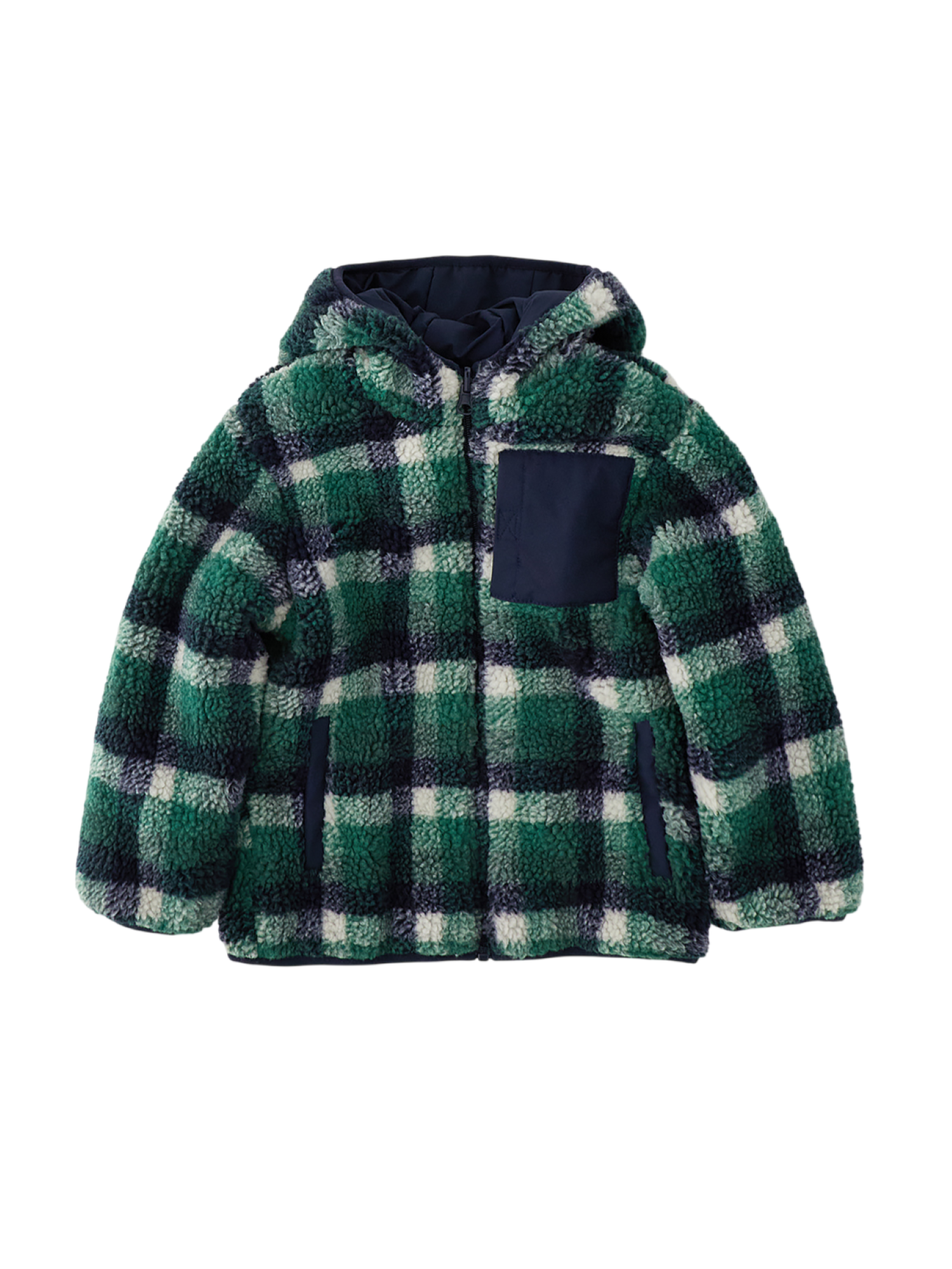iDo giubbino reversibile bambino in tessuto bouclè e nylon blu verde 4H222 4734 iDO