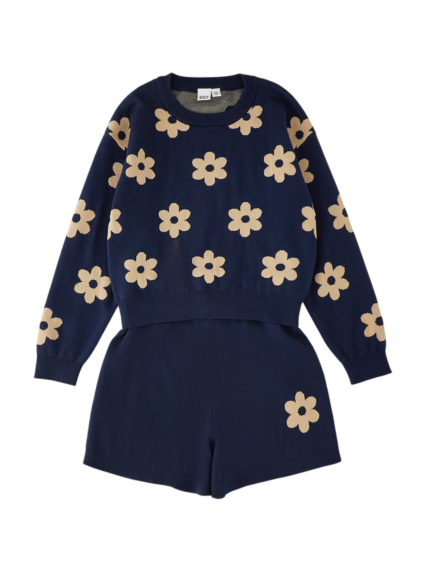 iDo completo neonata in maglia con fiorellini blu 4H311 3885 iDO