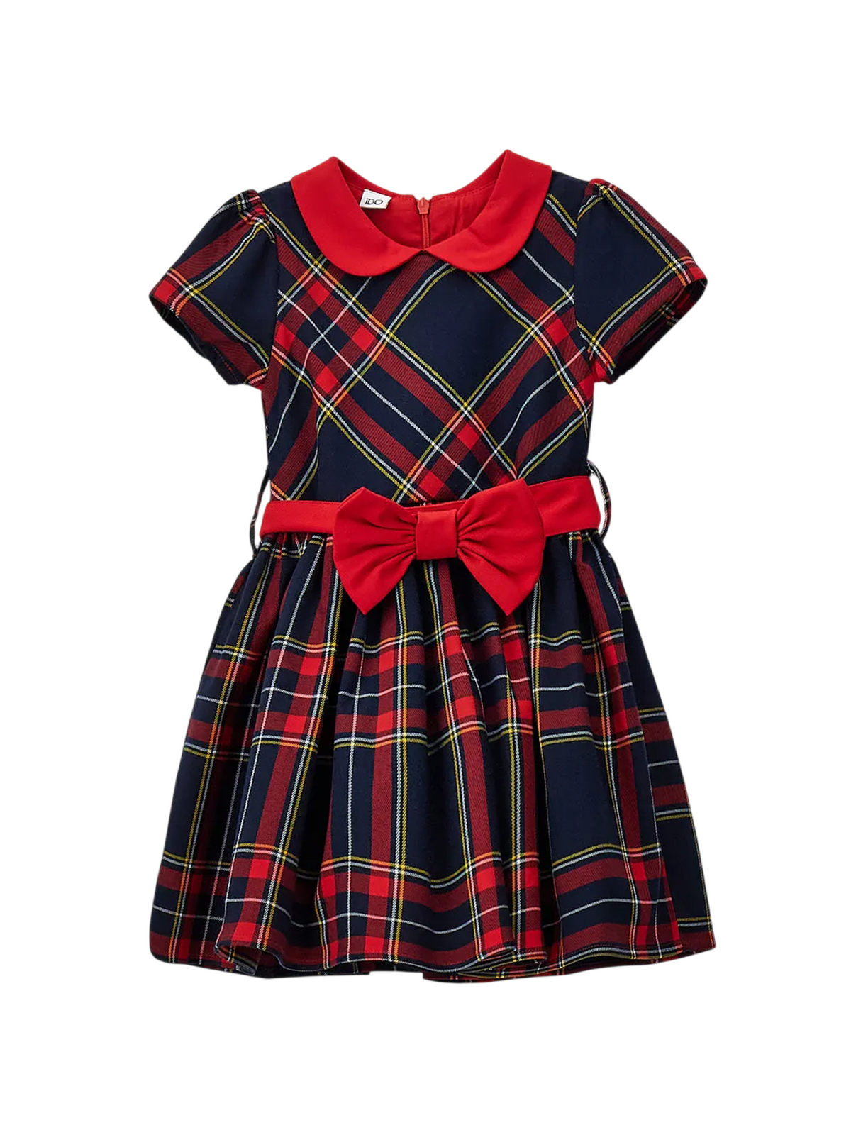 iDo abito bambina in fantasia scozzese rosso blu 4H347 2253 iDO