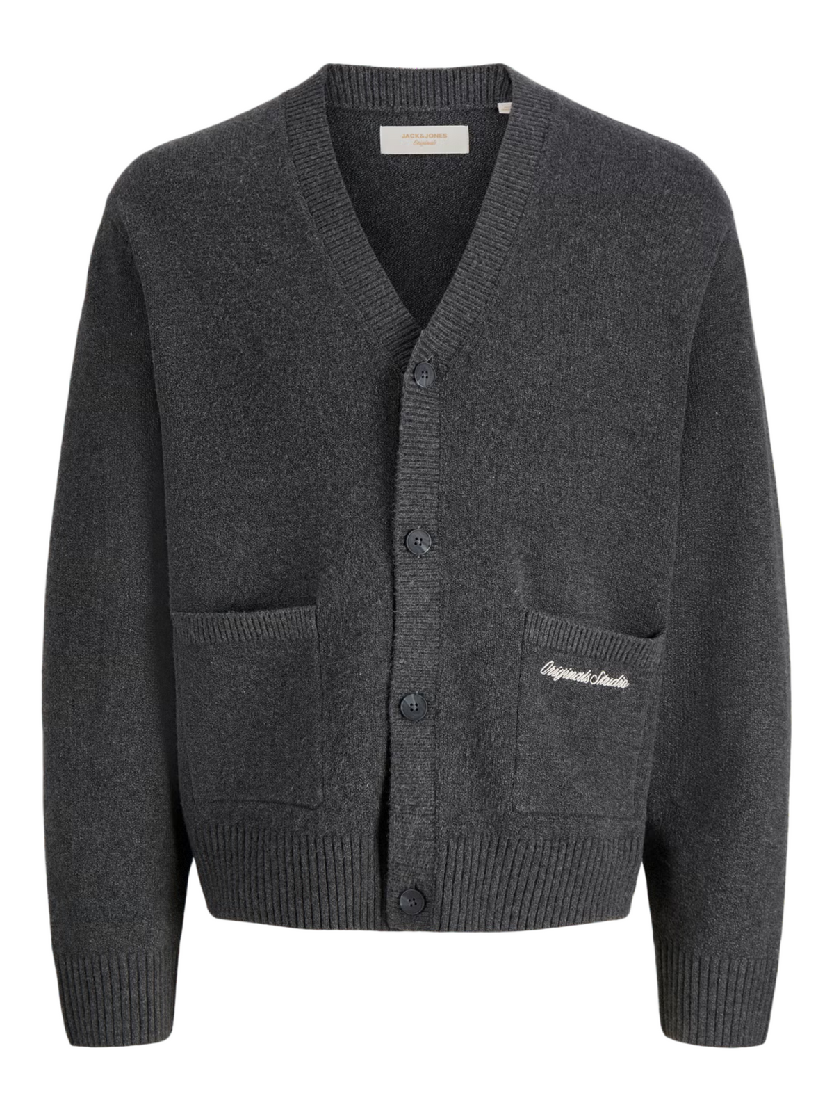 Jack&Jones cardigan uomo con tasche grigio 12282732 DARK GREY MELANGE JACK&JONES