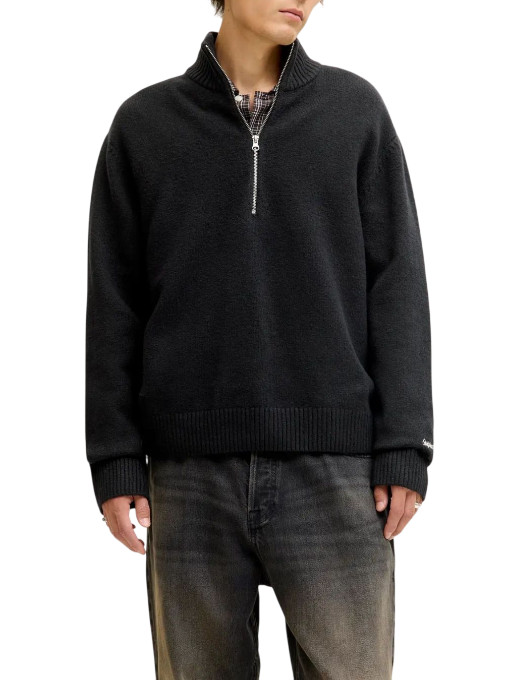 Jack&Jones maglia mezza zip uomo nero 12282749 BLACK JACK&JONES