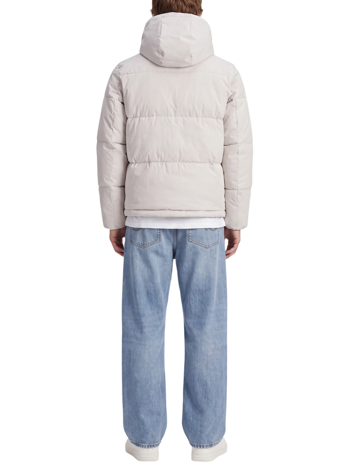 Jack&Jones piumino uomo trapuntato Galaxy con cappuccio ecrù 12303930 MOONBEAM JACK&JONES