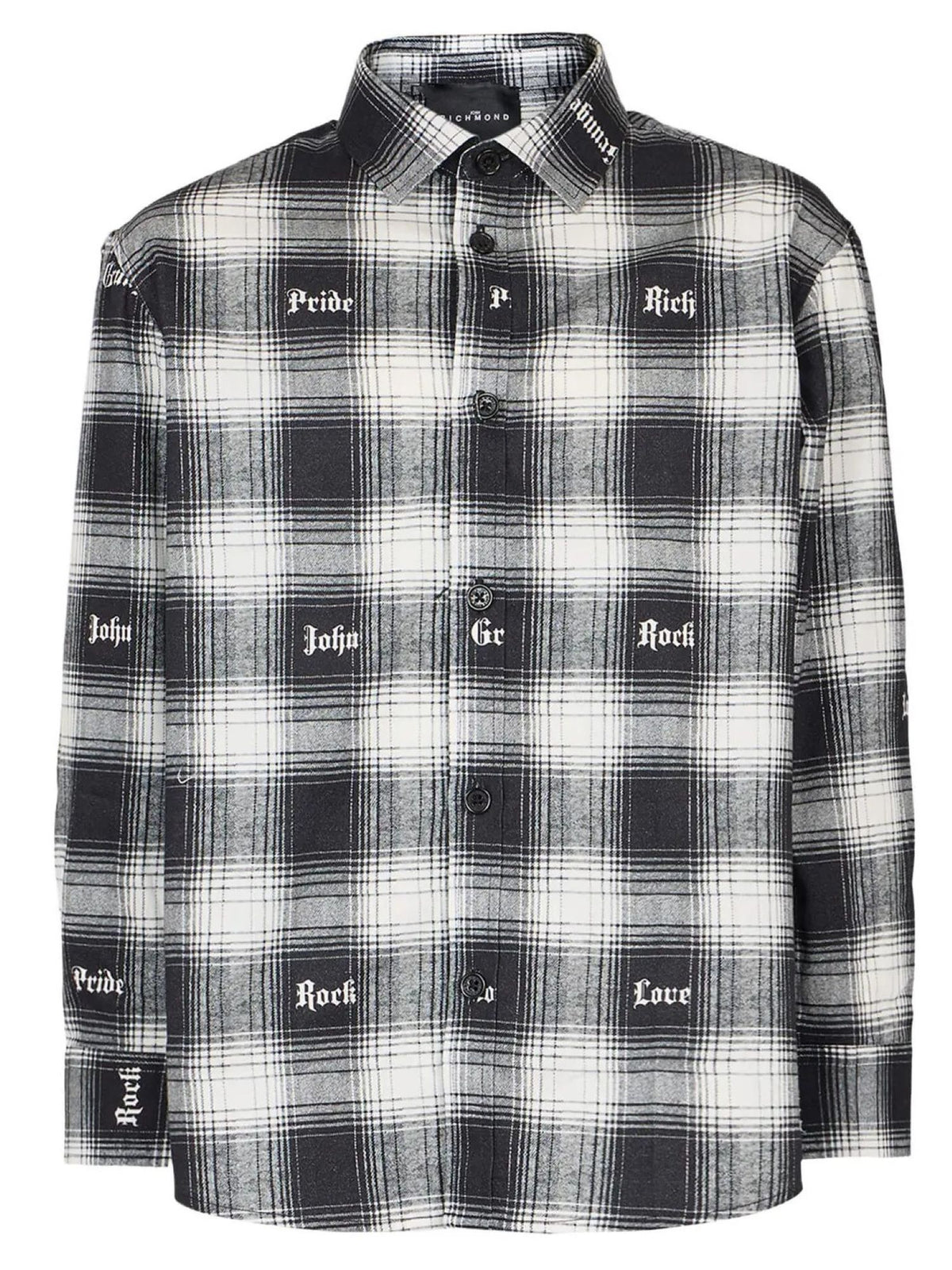 John Richmond camicia bambino in fantasia a quadri con logo nero bianco RBA26106CA BLACK/WHITE John RICHMOND