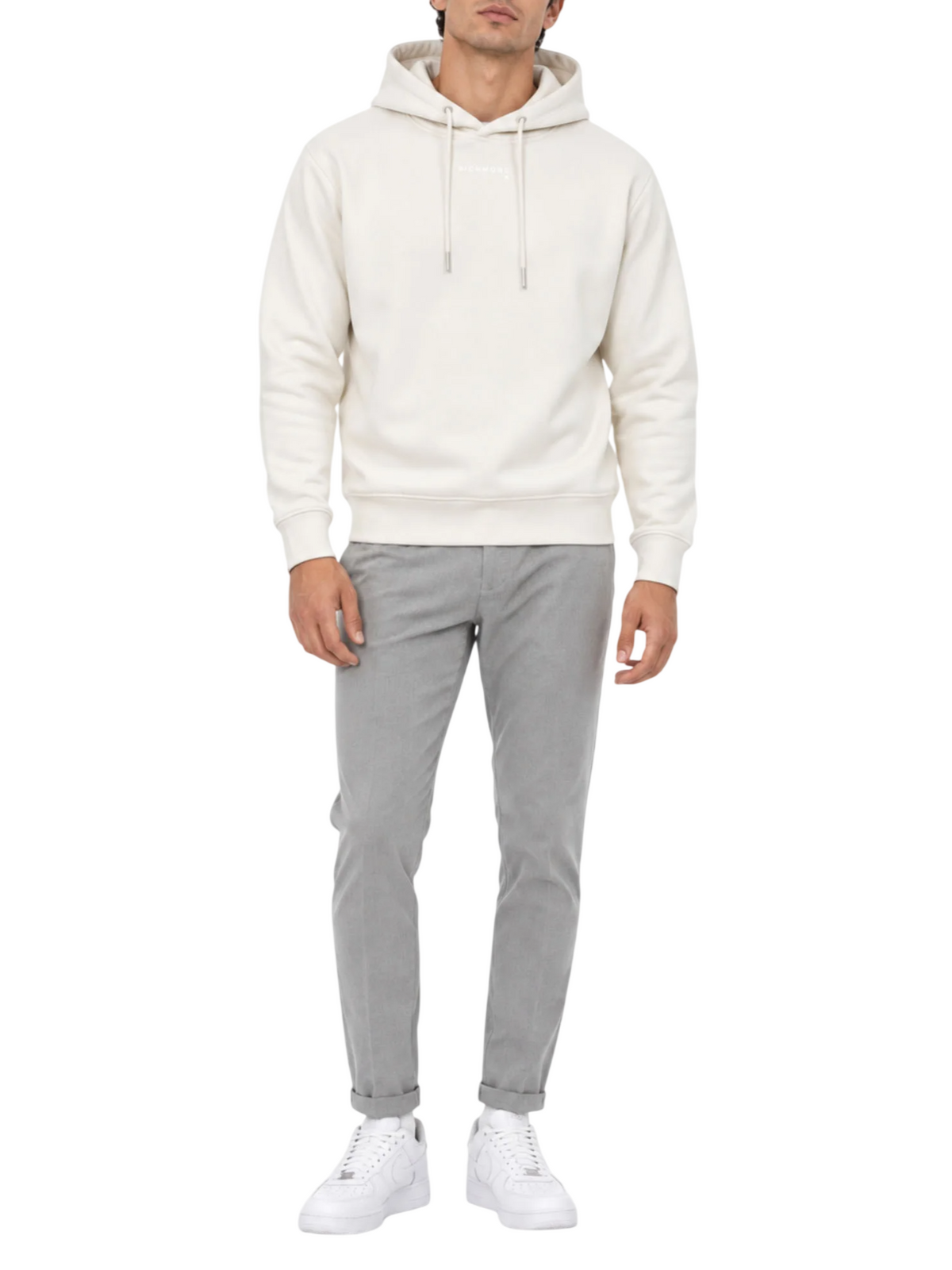 John Richmond felpa con cappuccio uomo Kadam panna UMA26029FE WHITE EGRET John RICHMOND